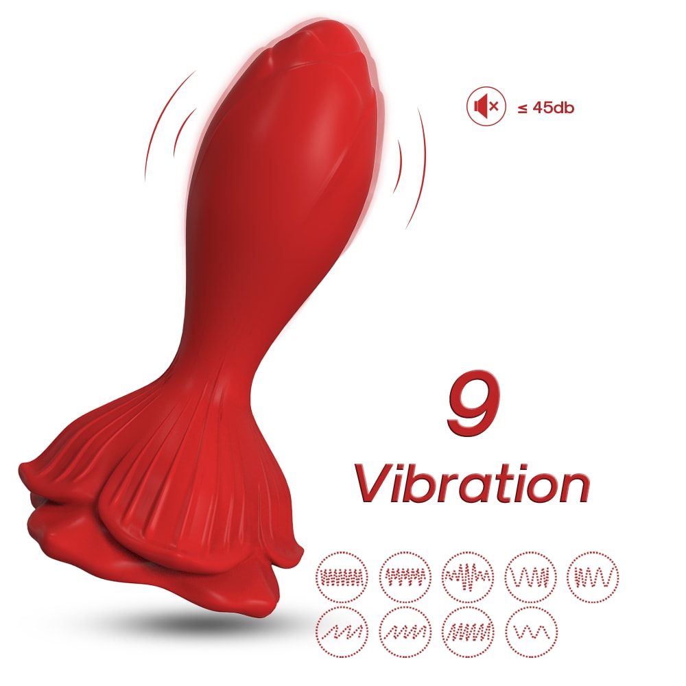 Rose Butt Plug - Manyetik Şarjlı Uzaktan Kumandalı Kademeli Boyut Gül Şeklinde Güçlü Titreşimli Silikon Anal Plug detay