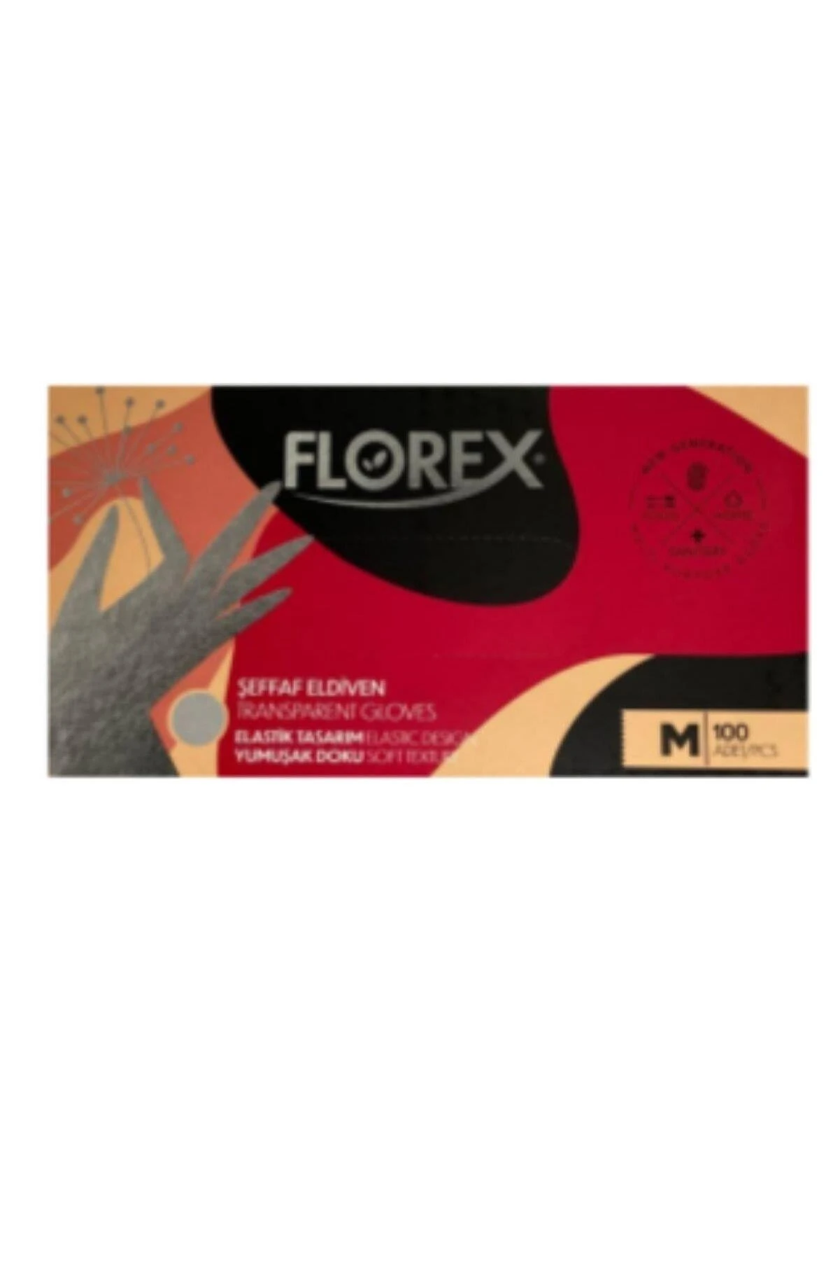 Florex Kaymaz Koku Yapmaz Kolay Yırtılmaz Dayanıklı M Beden Pudrasız Şeffaf Eldiven 100 Adet FLRX