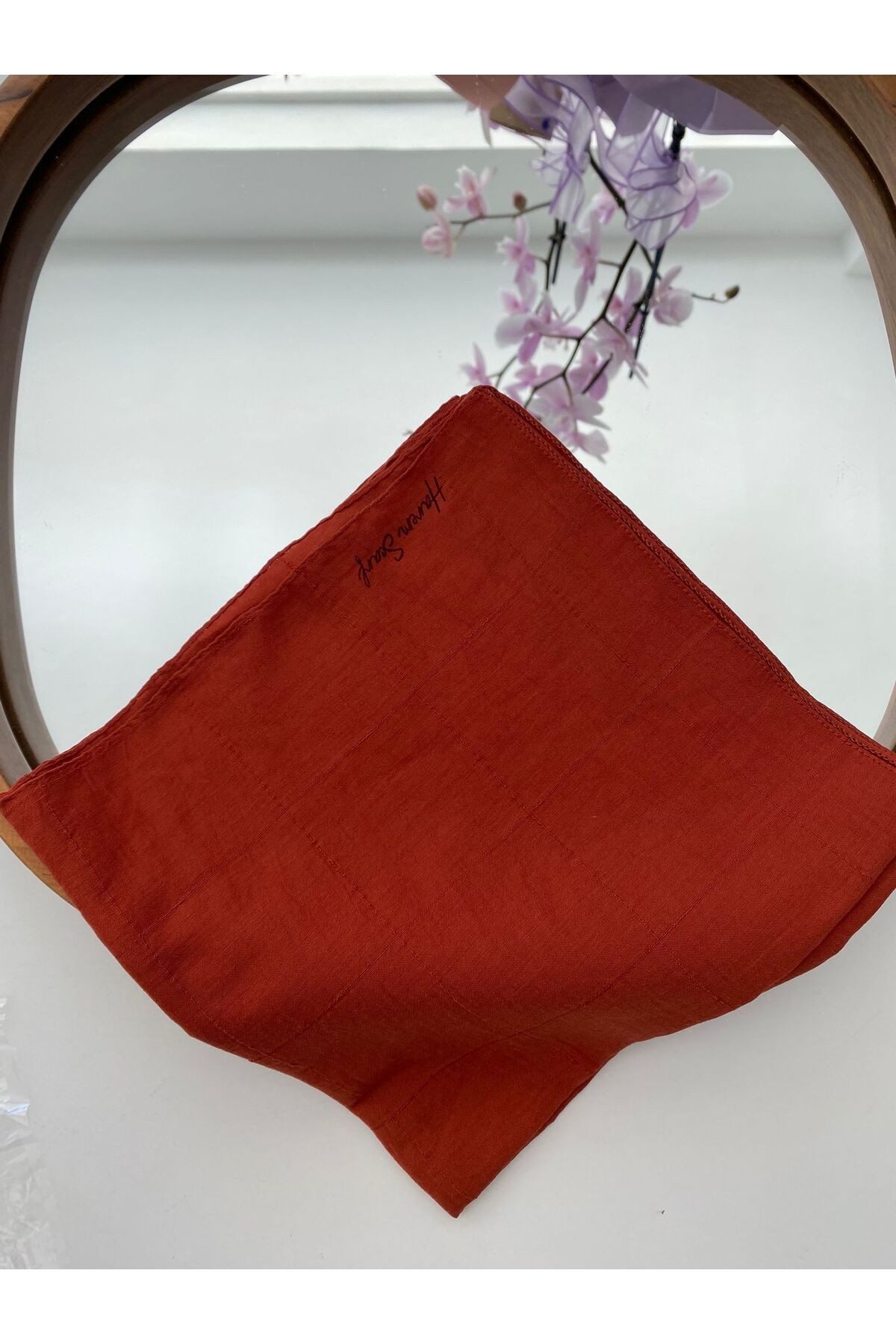 Ekose Soft Pamuk Eşarp - kiremit