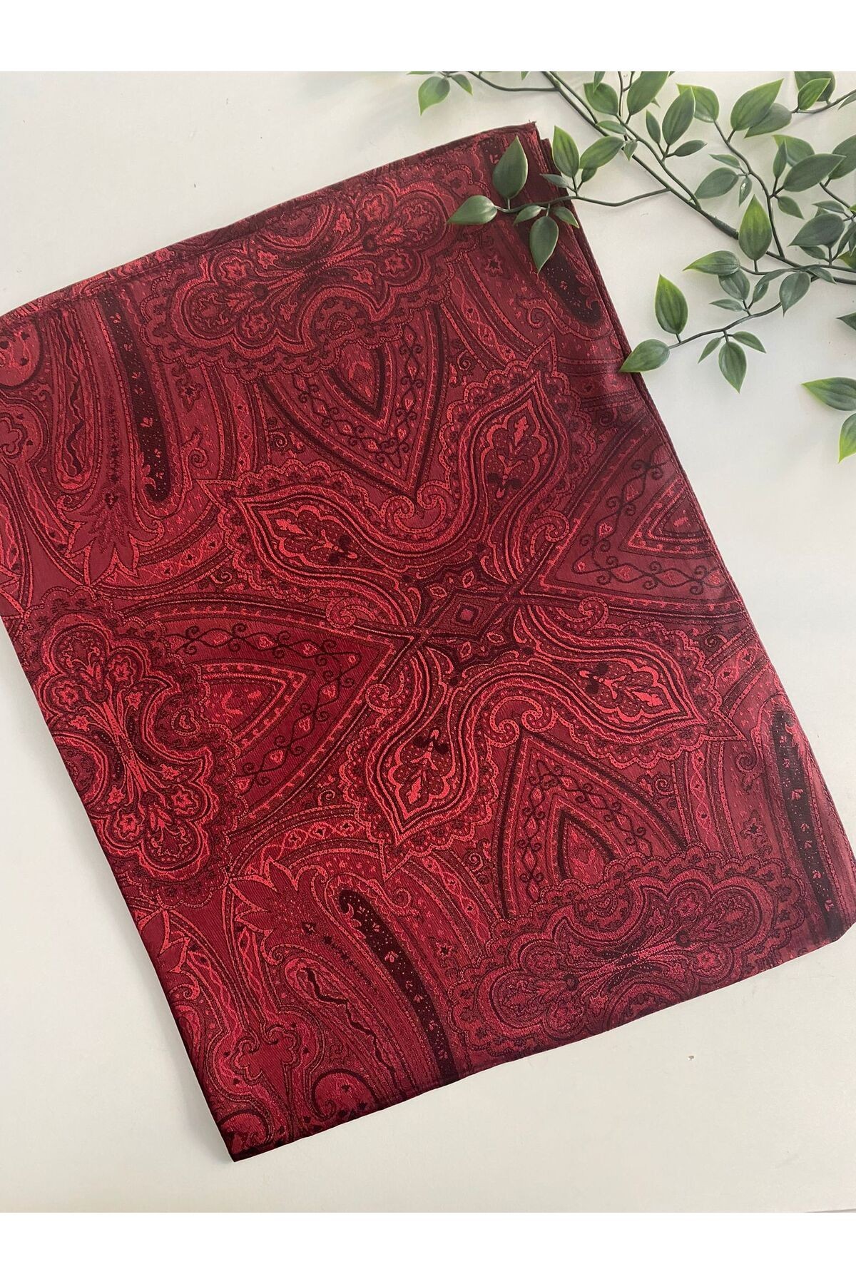 Çinili Desen Çift Taraflı Vual Şal - bordo