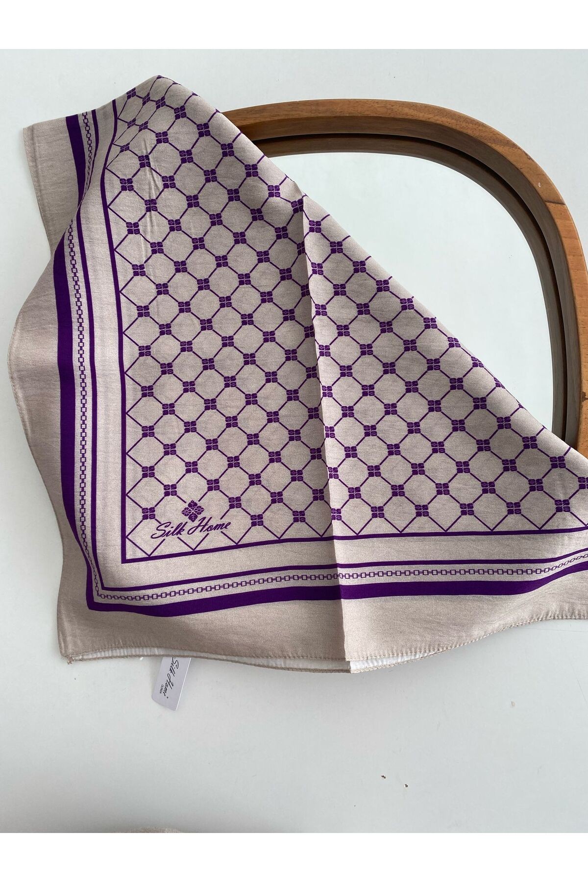 Monogram Desen Olinda Eşarp - bej&mor