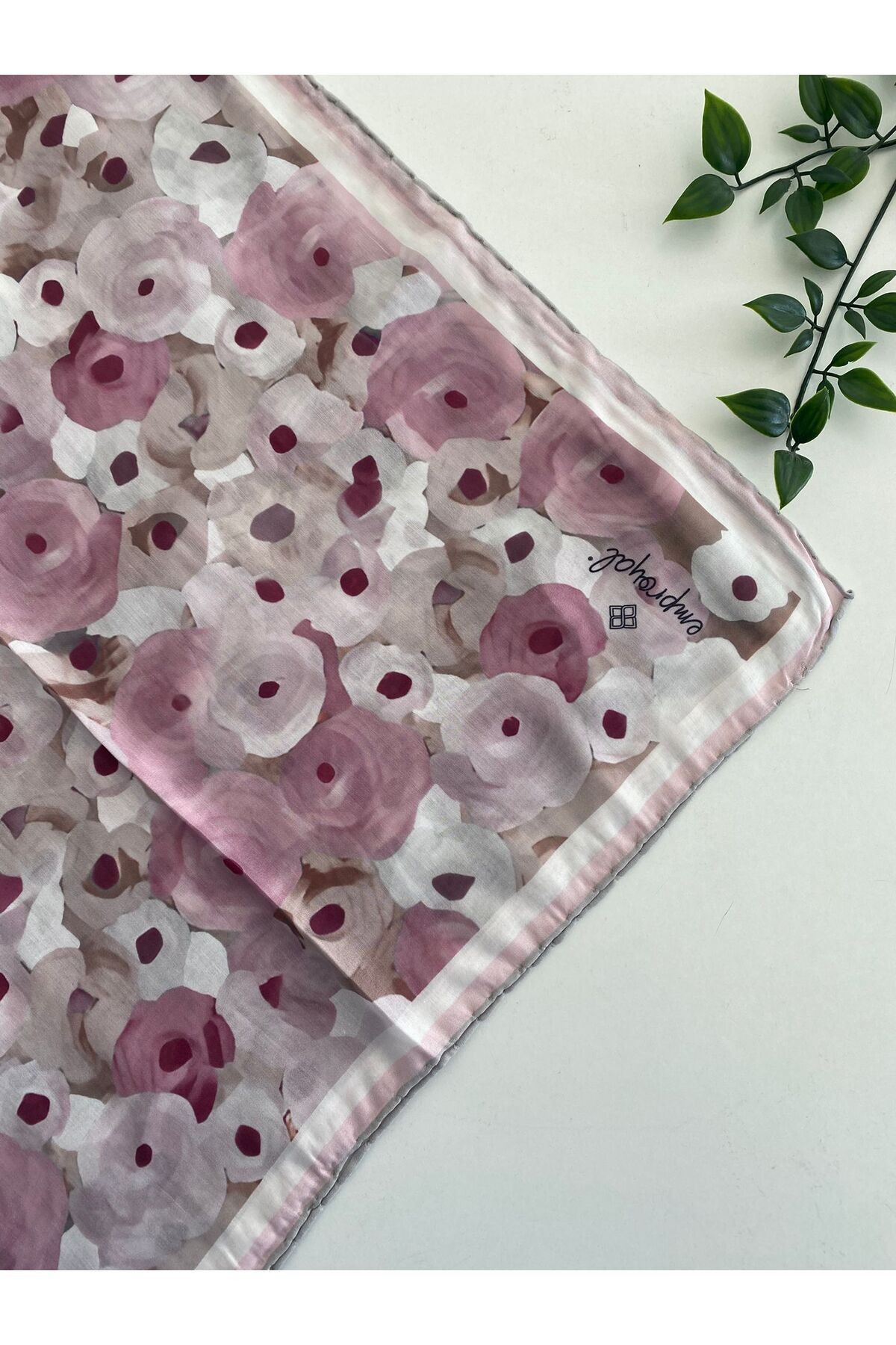 Gelincik Desen Pamuk Eşarp - pembe