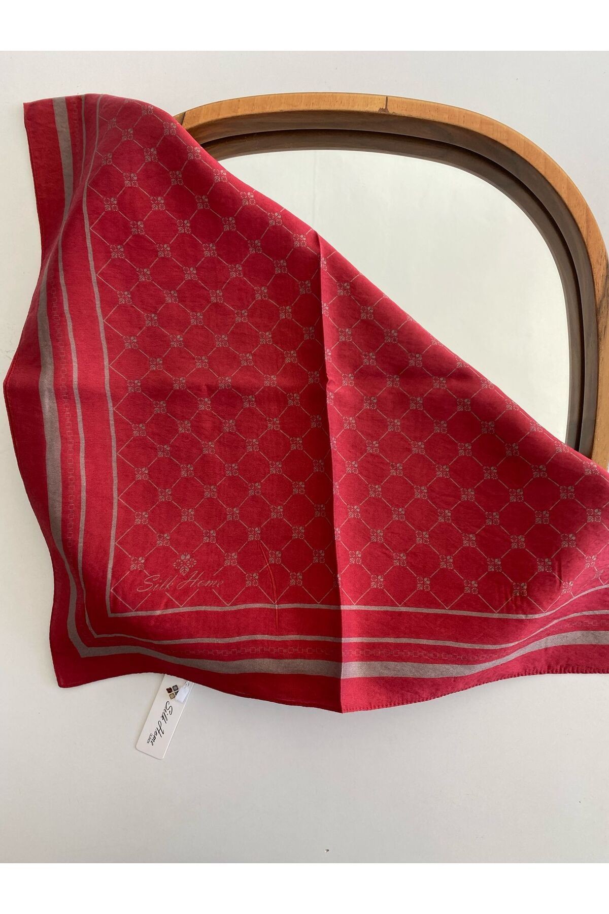 Monogram Desen Olinda Eşarp - kızıl