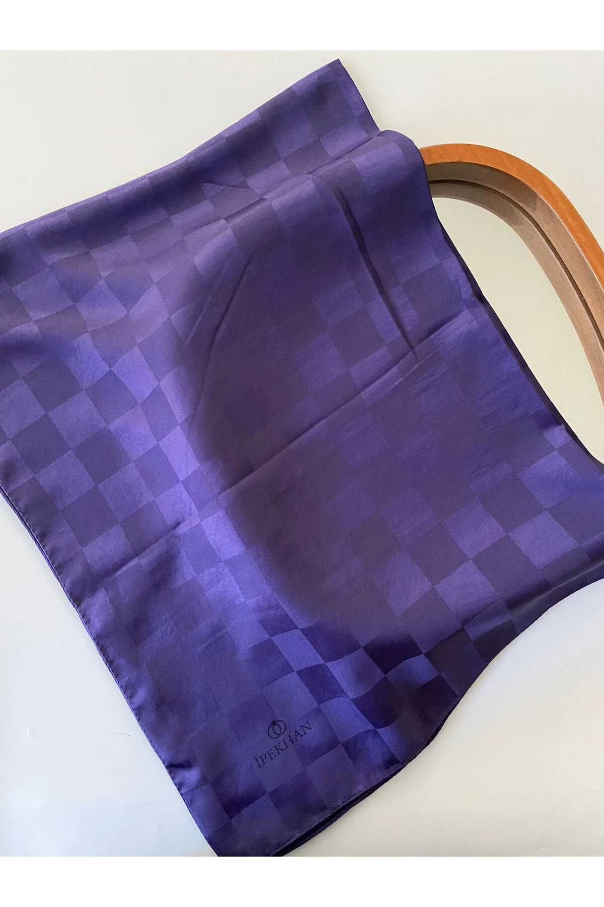 Damalı Desen Jakarlı Şal - mor