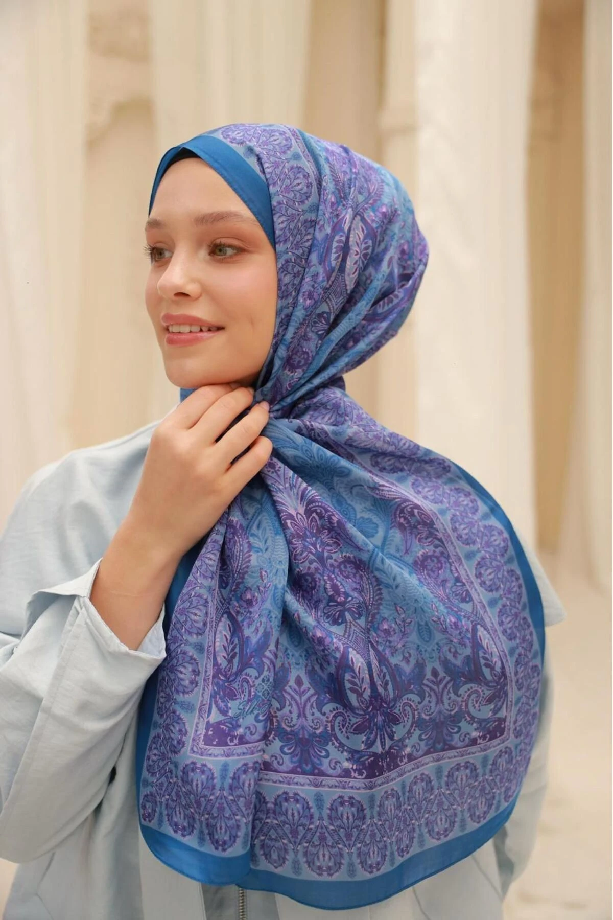 Etnik Desen Velina Şal - i̇ndigo