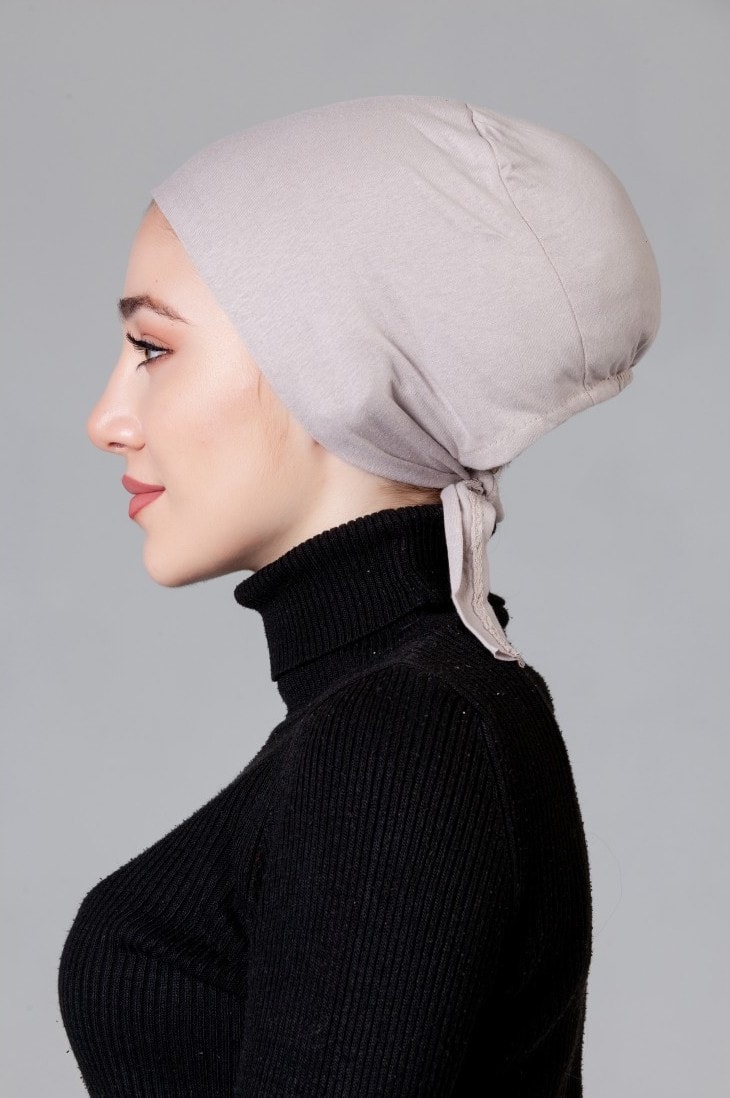 Silikonlu Kaymaz Bone - açık vizon