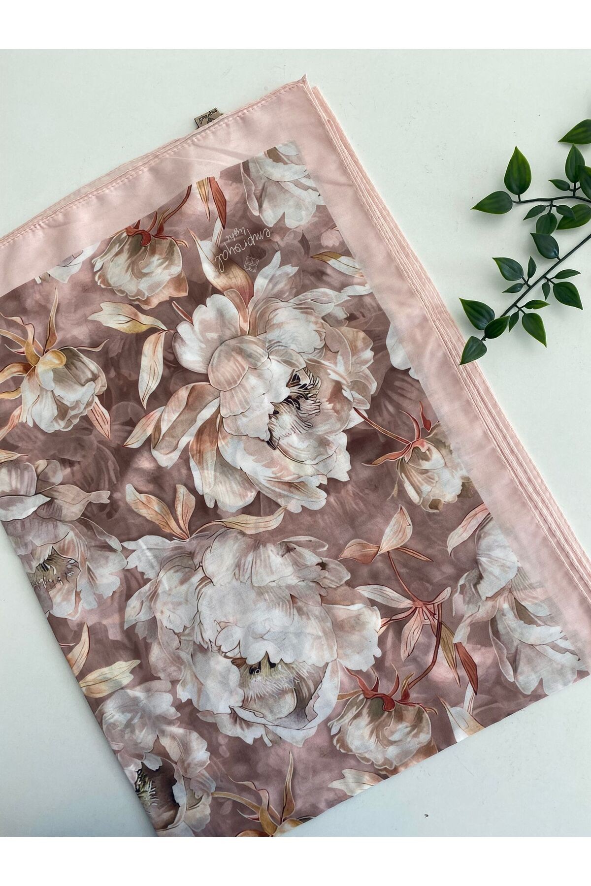Flora Desen Pamuk Şal - pembe