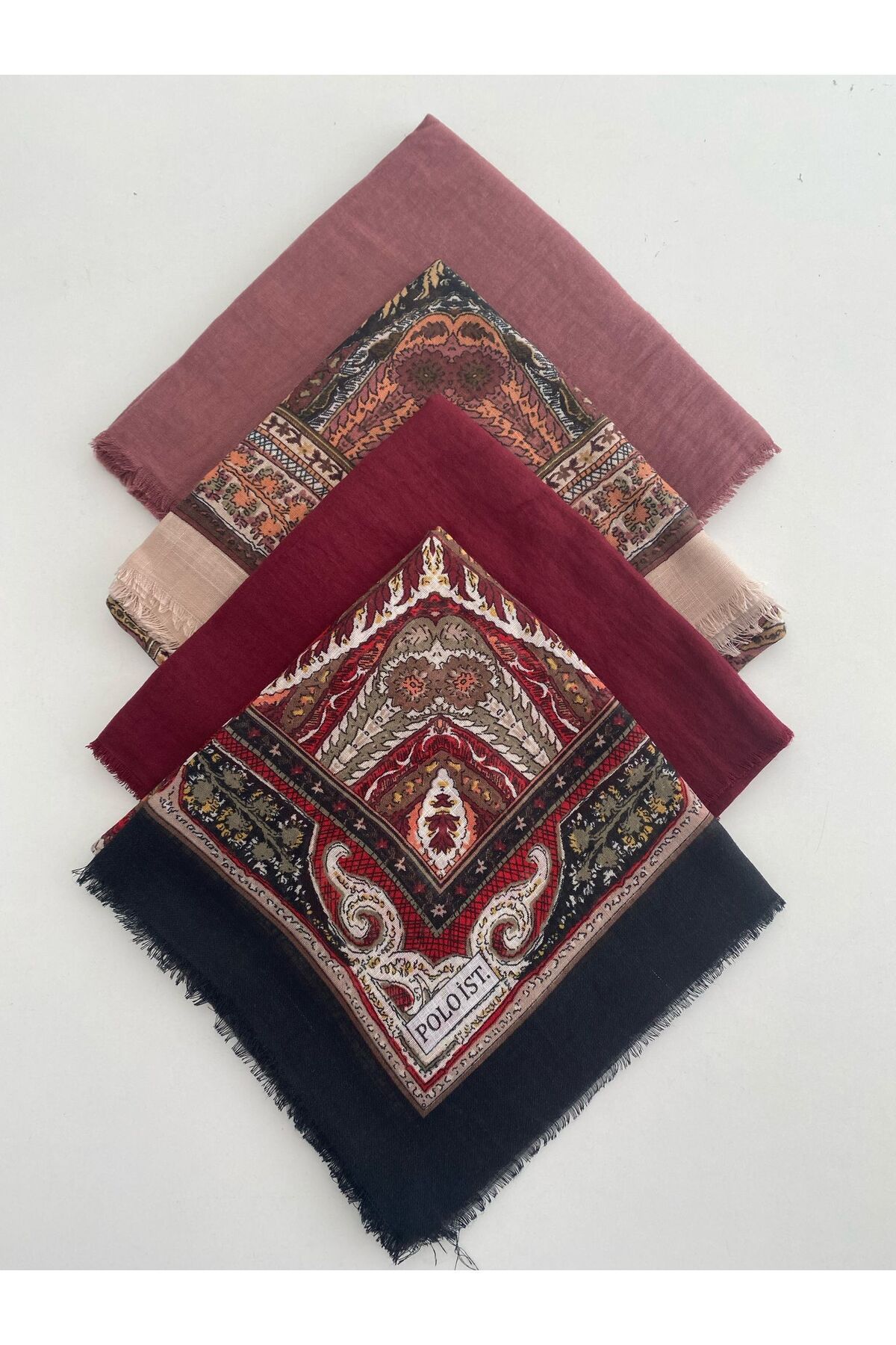 4 Adet Karışık Desenli Tülbent Yazma