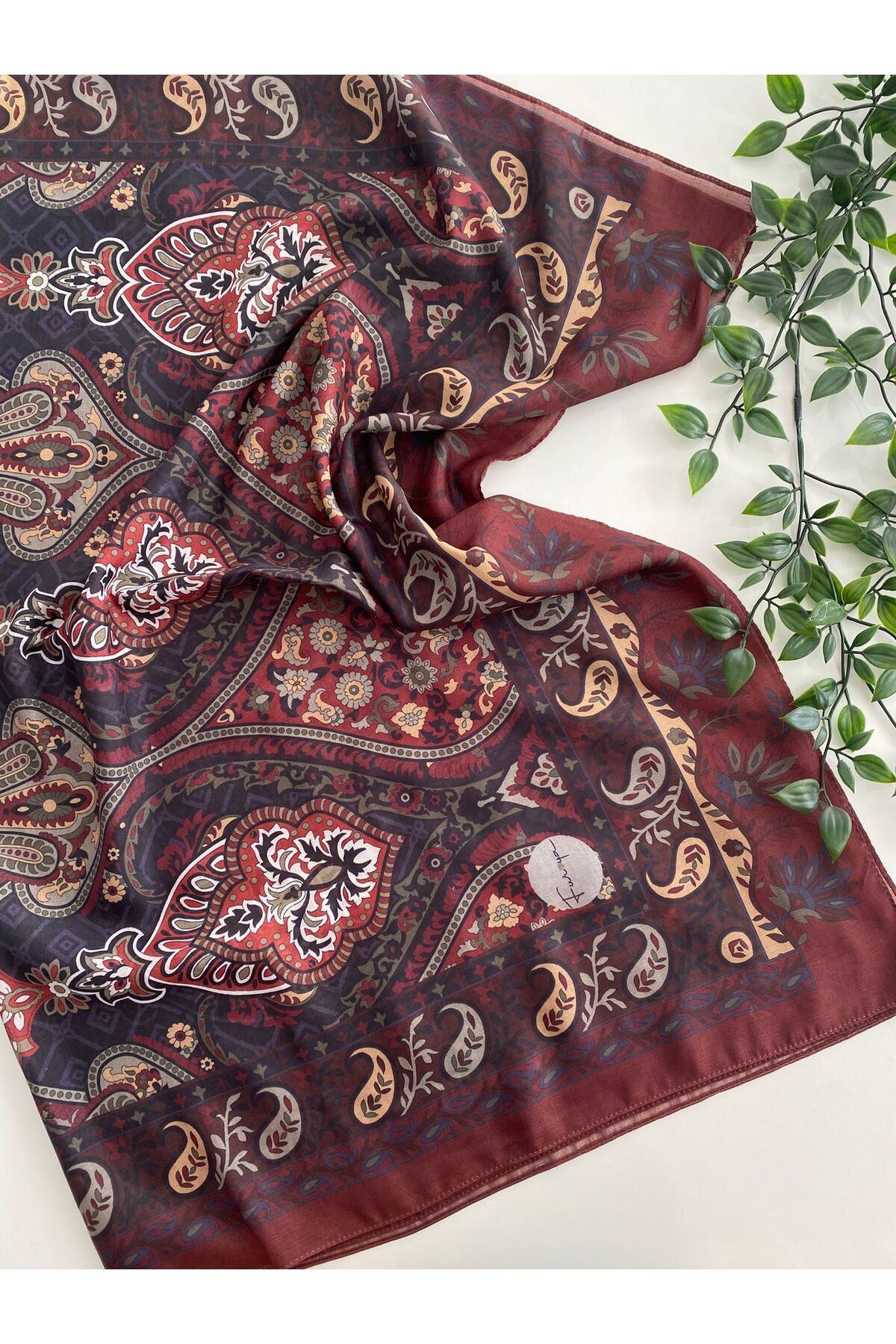 Eflin Desen Pamuk Şal - bordo