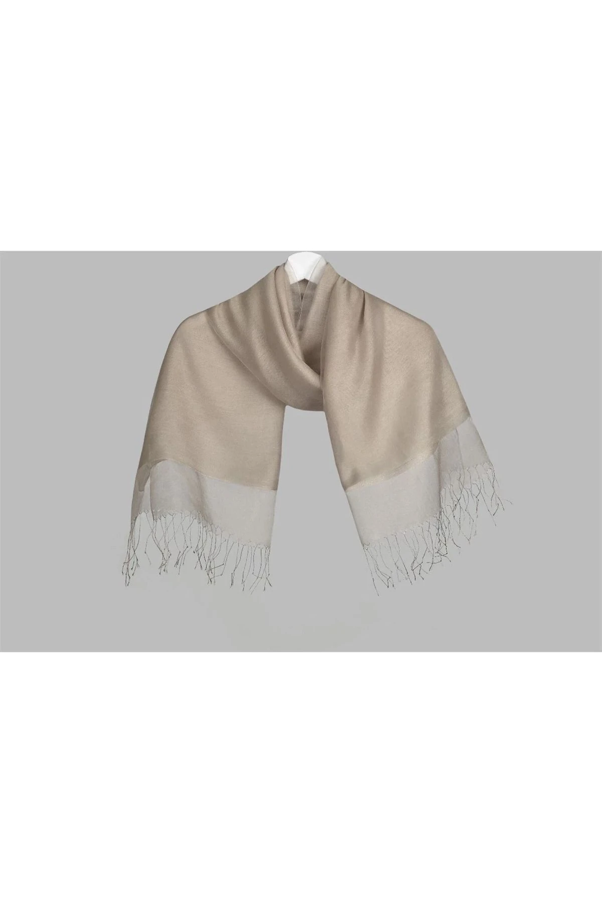 İpekli Çift Kat Tüllü Şal - taş