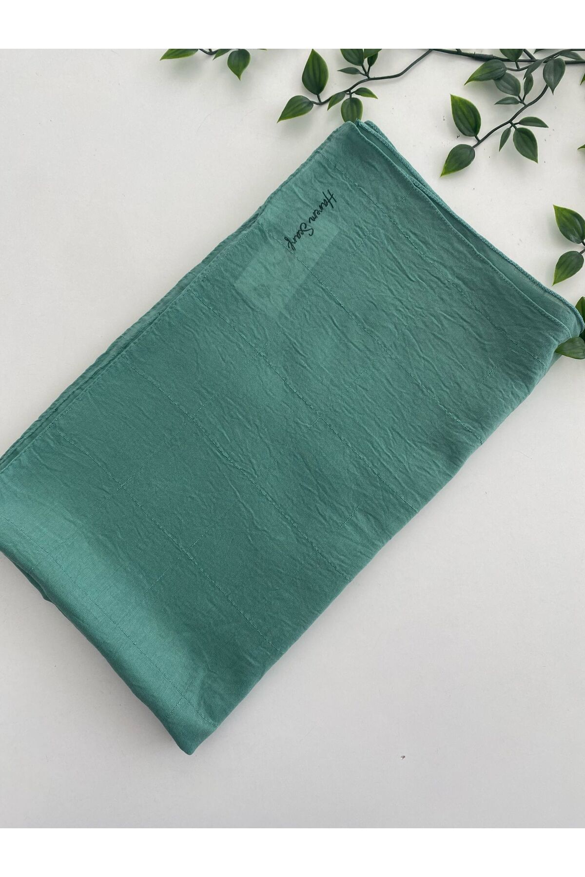 Ekose Soft Pamuk Şal - mint yeşili