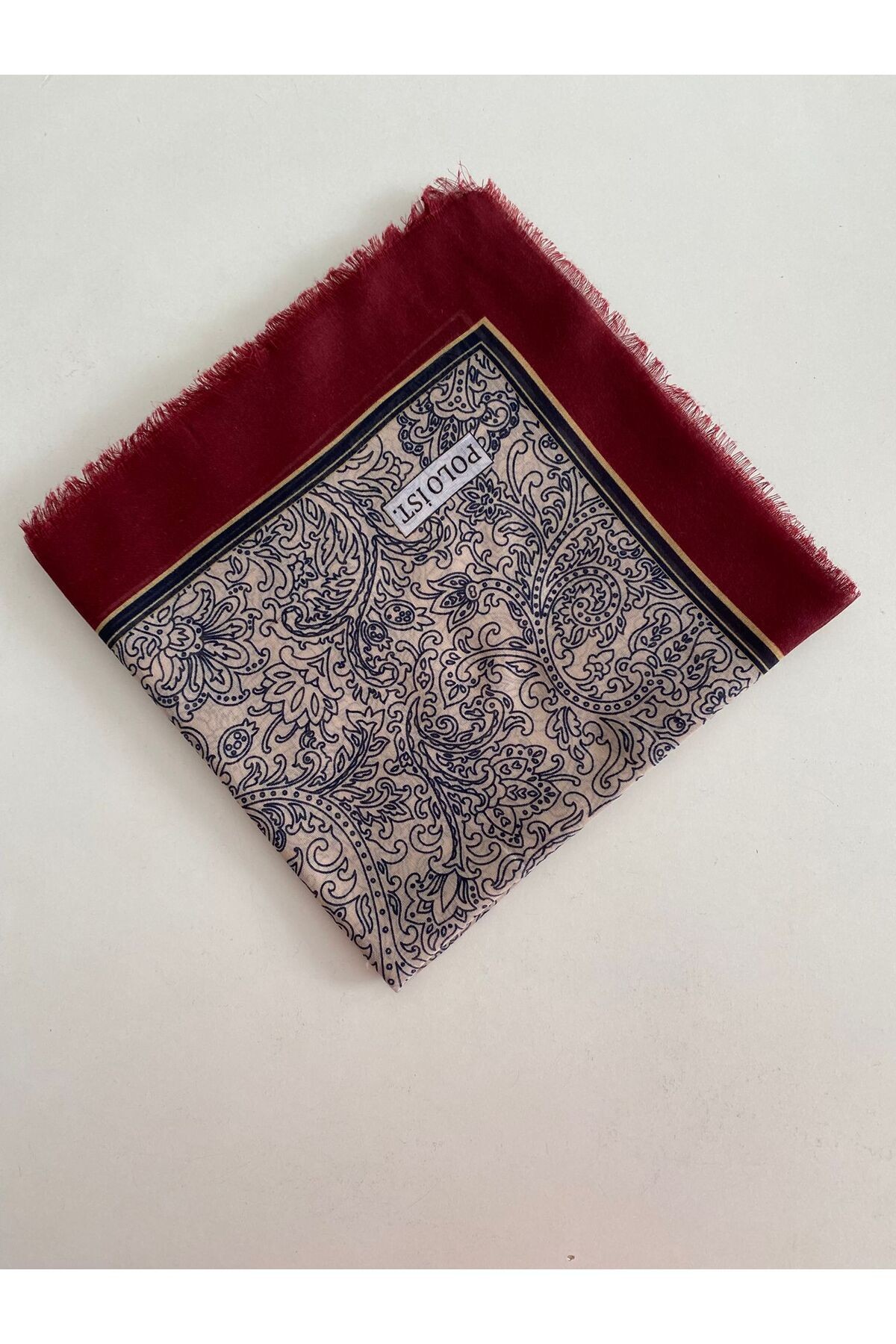 Çekme Söğüt Desen Tülbent Yazma - bordo&krem