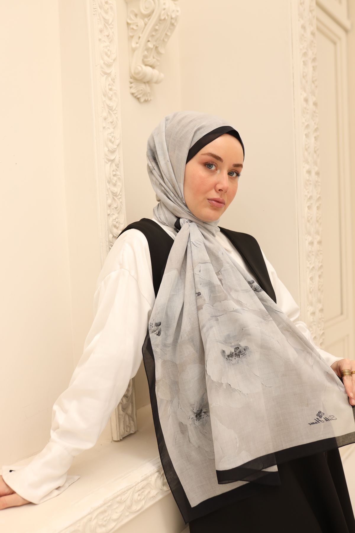 Manolya Desen Naria Şal - siyah&gri