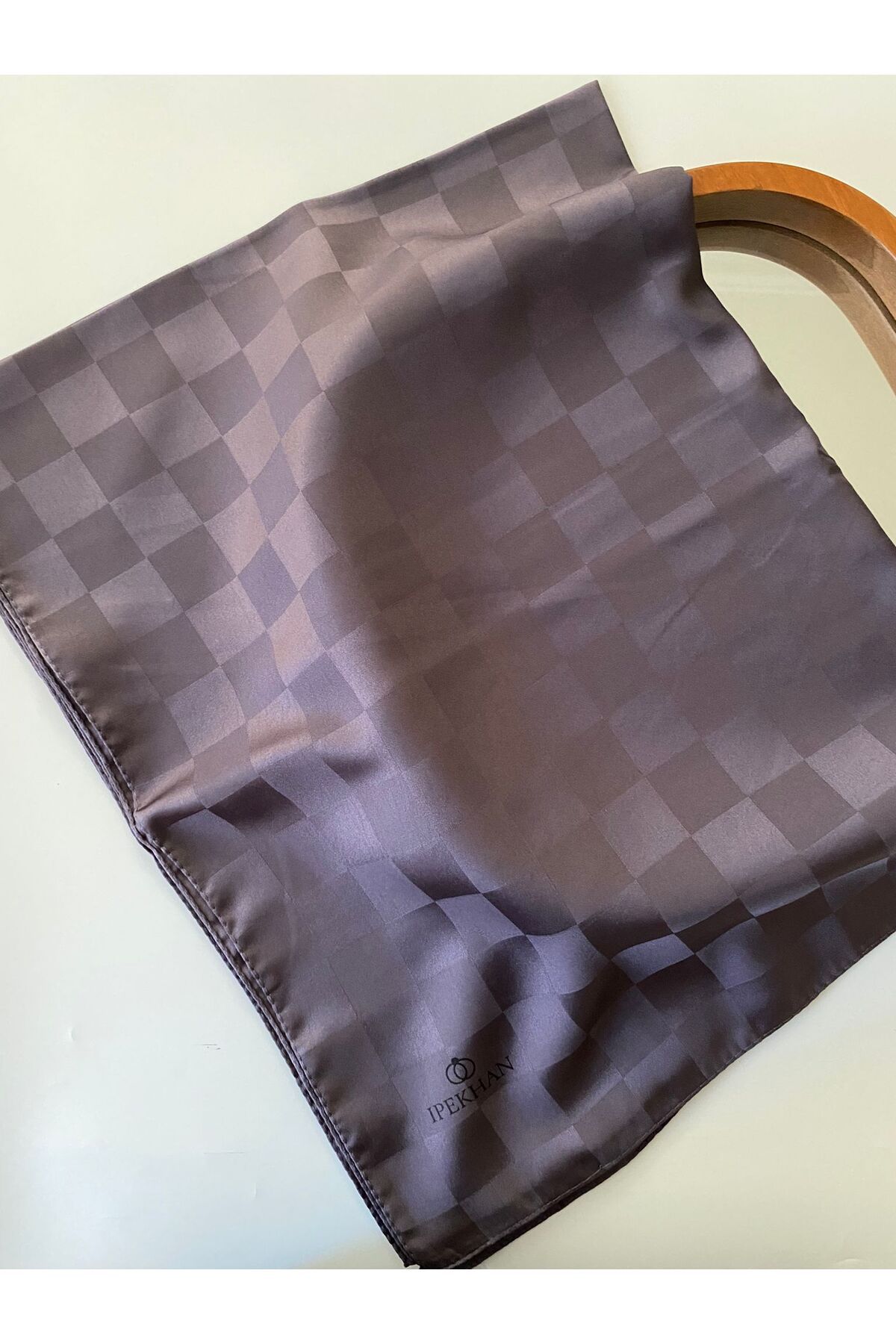 Damalı Desen Jakarlı Şal - eflatun