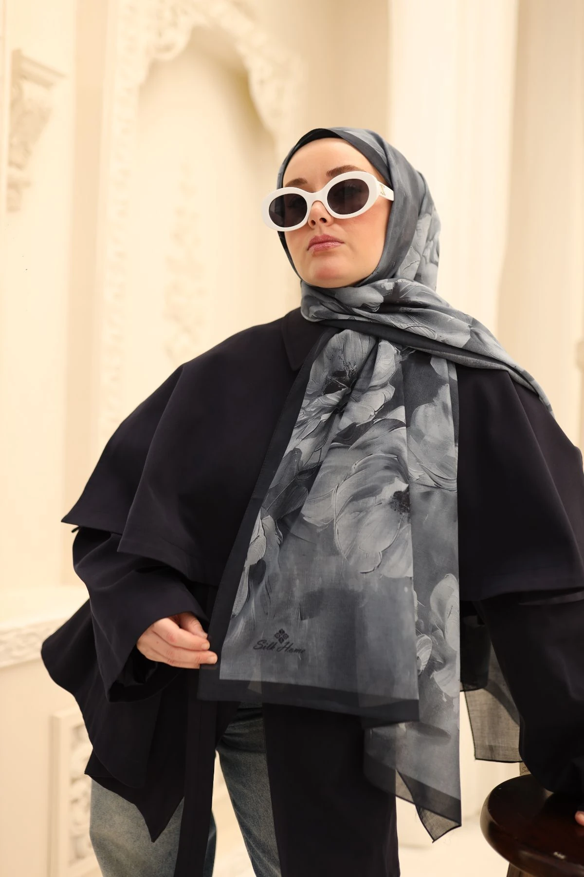 Manolya Desen Naria Şal - koyu lacivert