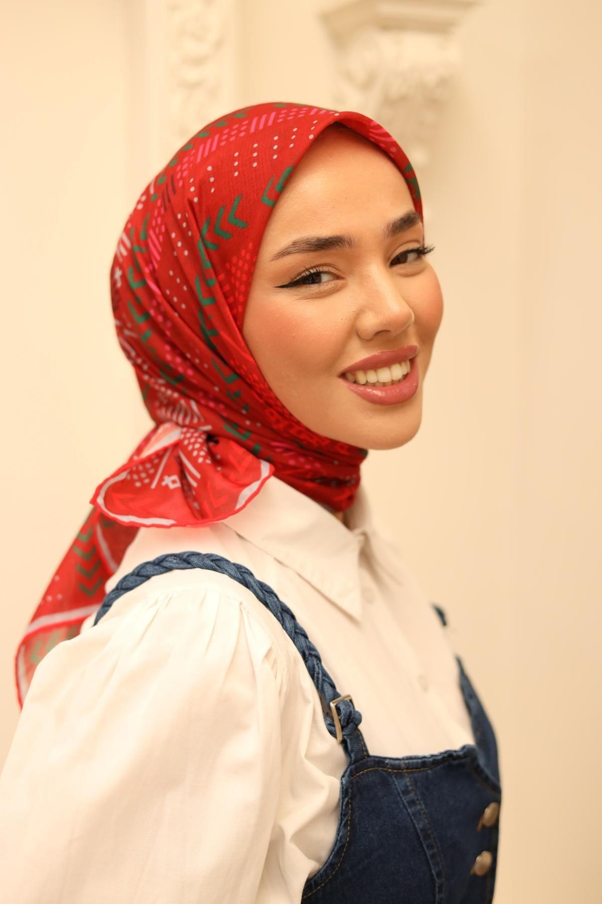 Metrik Desen Soft Pamuk Eşarp - kiremit