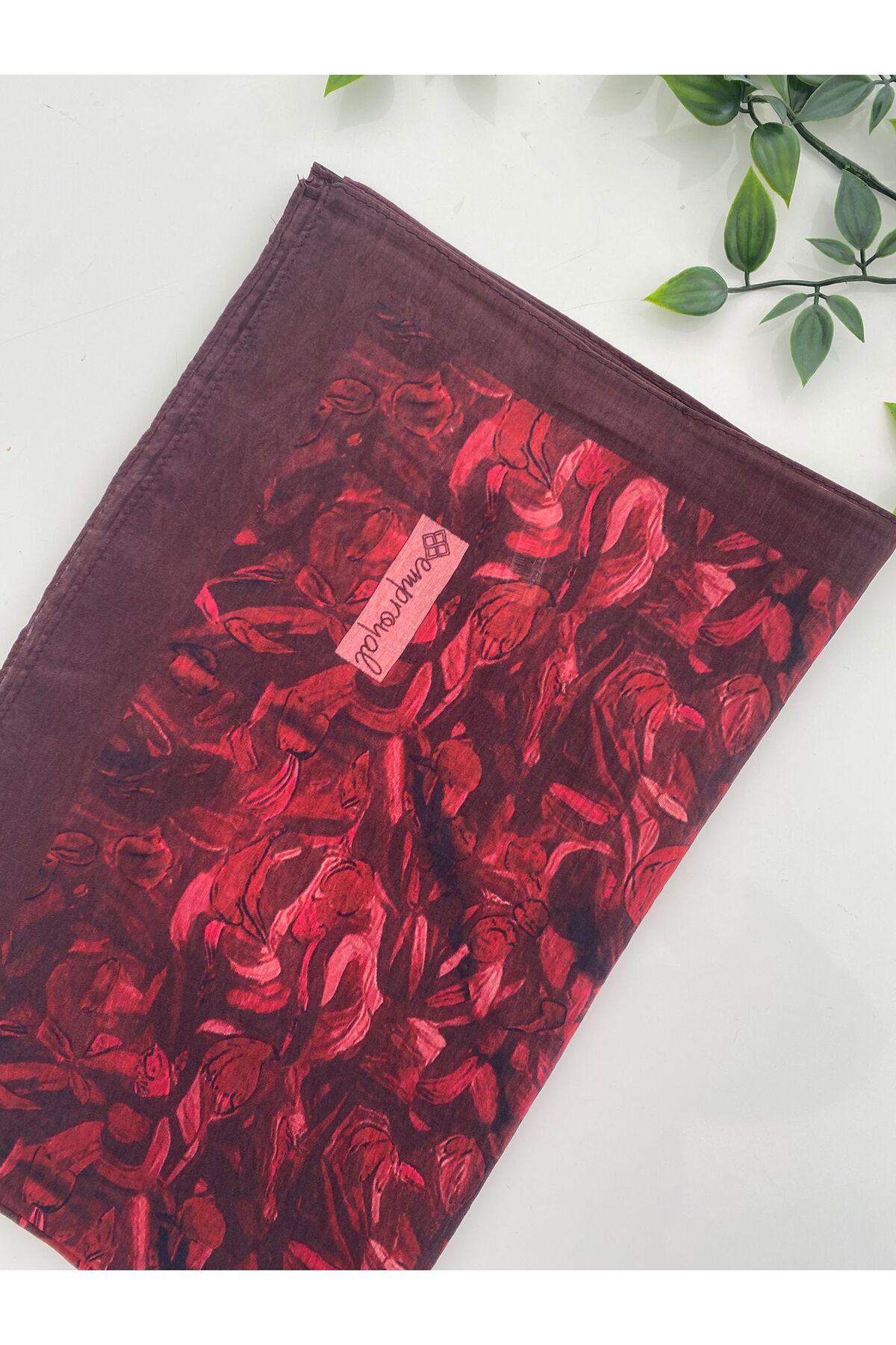 Yel Desen Tenline Şal - mürdüm