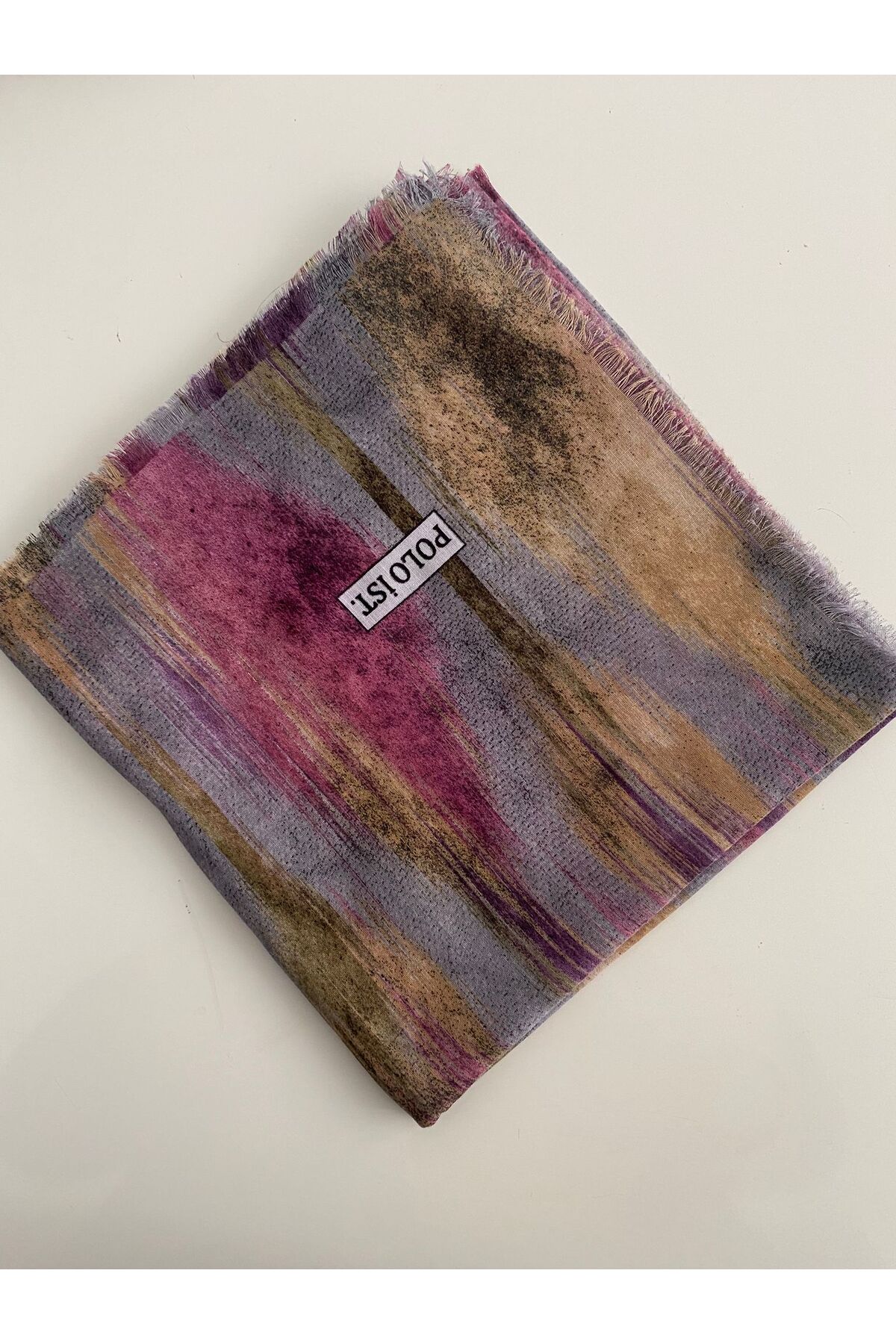 Boyalı Desen Tülbent Yazma - gri&pembe