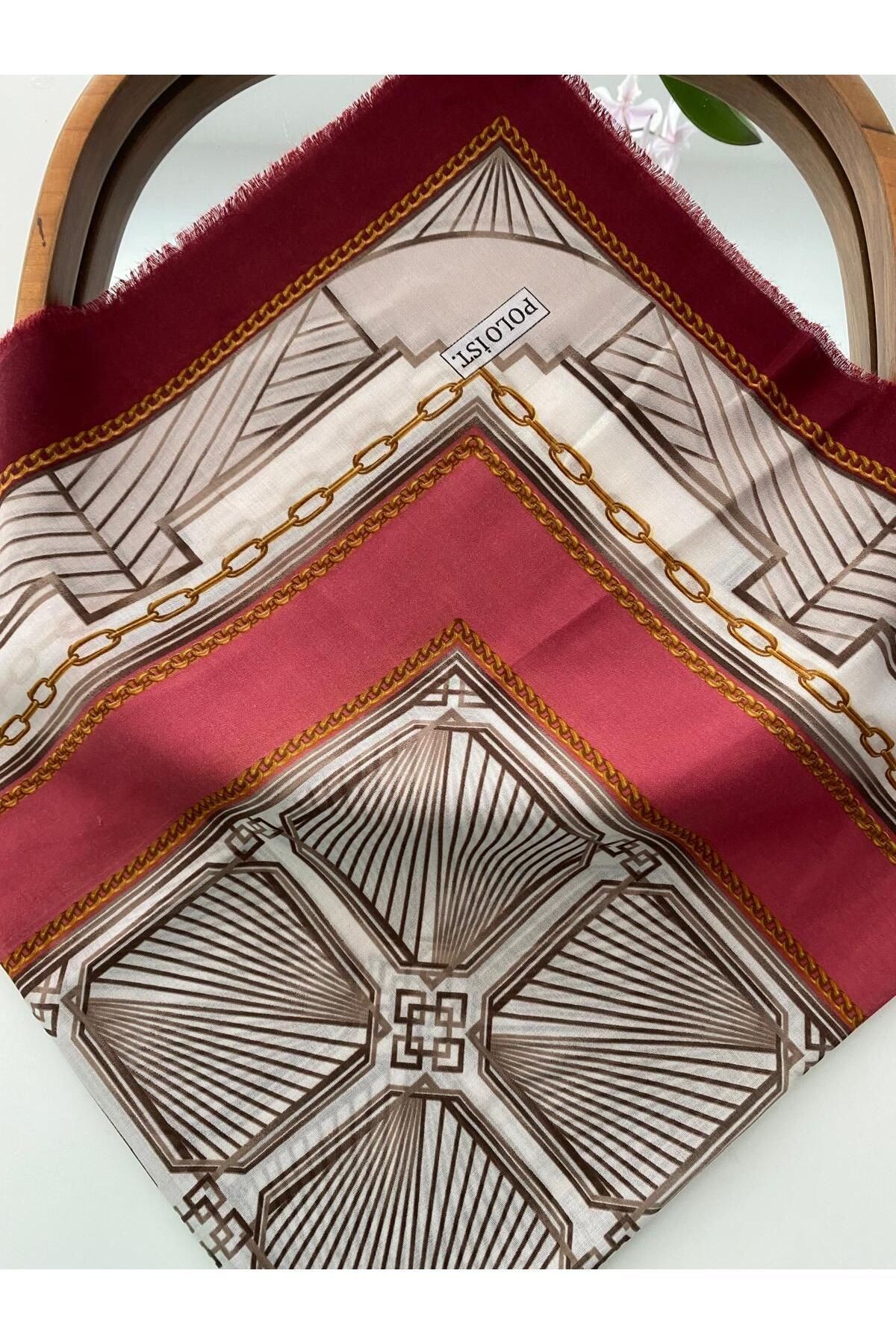 Karmaşık Desen Tülbent Yazma - bordo