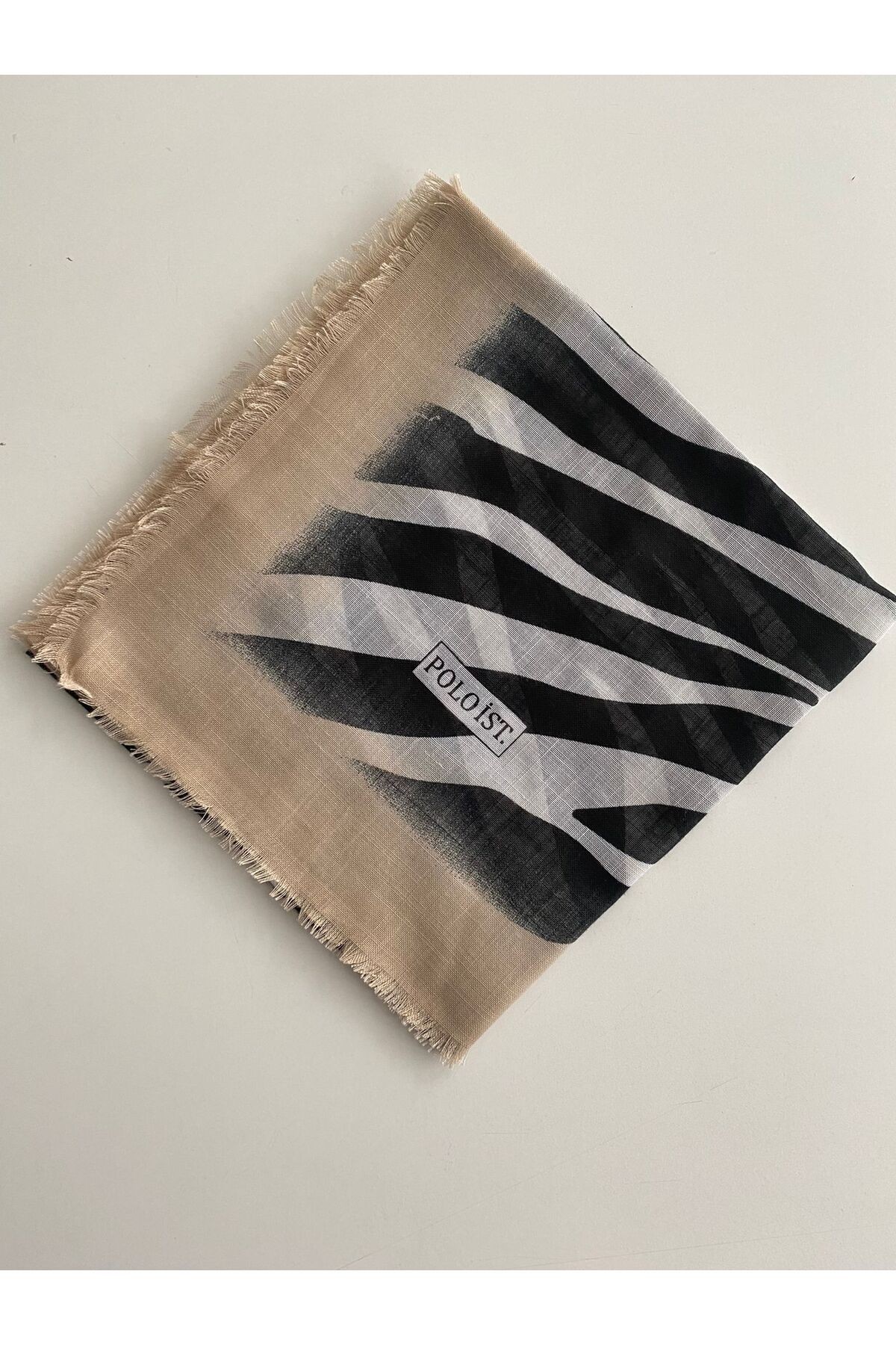 Zebra Desen Tülbent Yazma - sütlü kahve