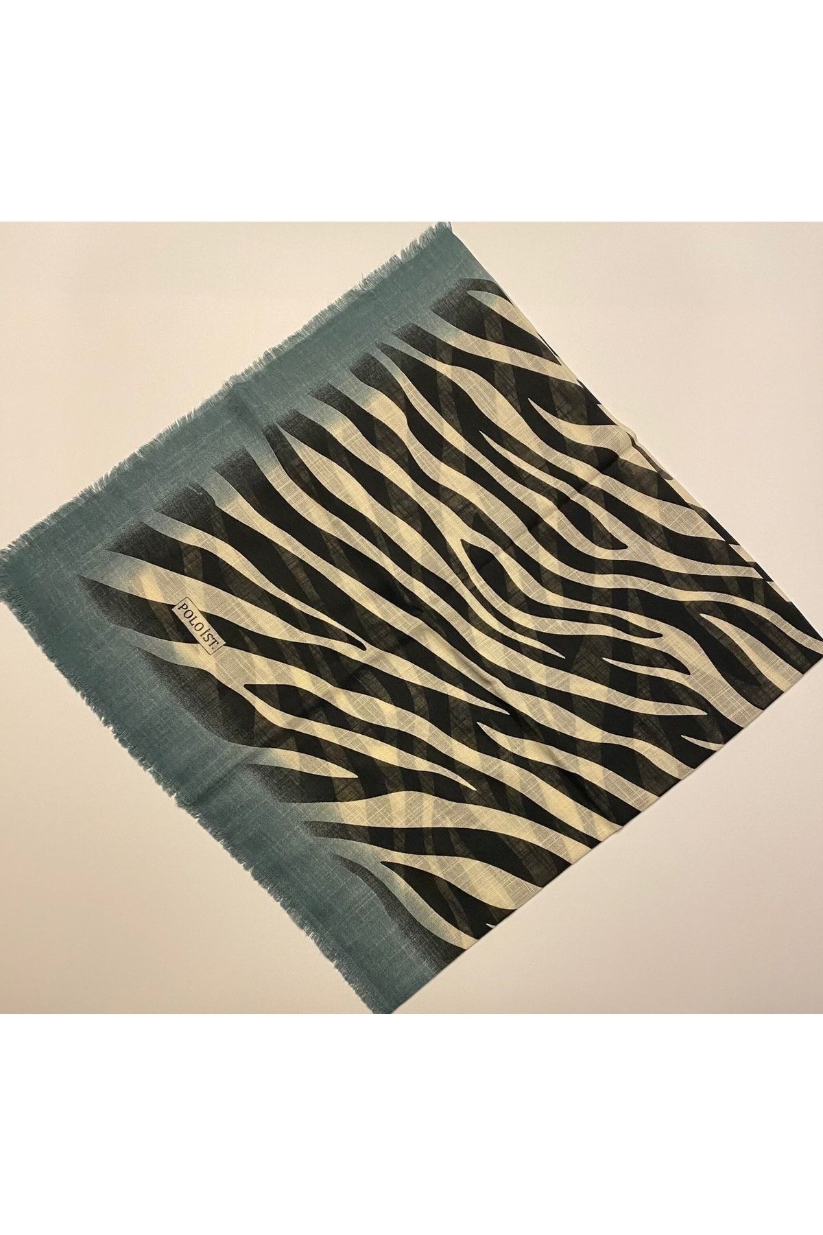 Zebra Desen Tülbent Yazma - çağla yeşili