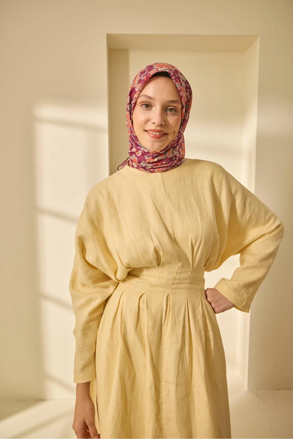 Mine Desen Soft Pamuk Eşarp - violet