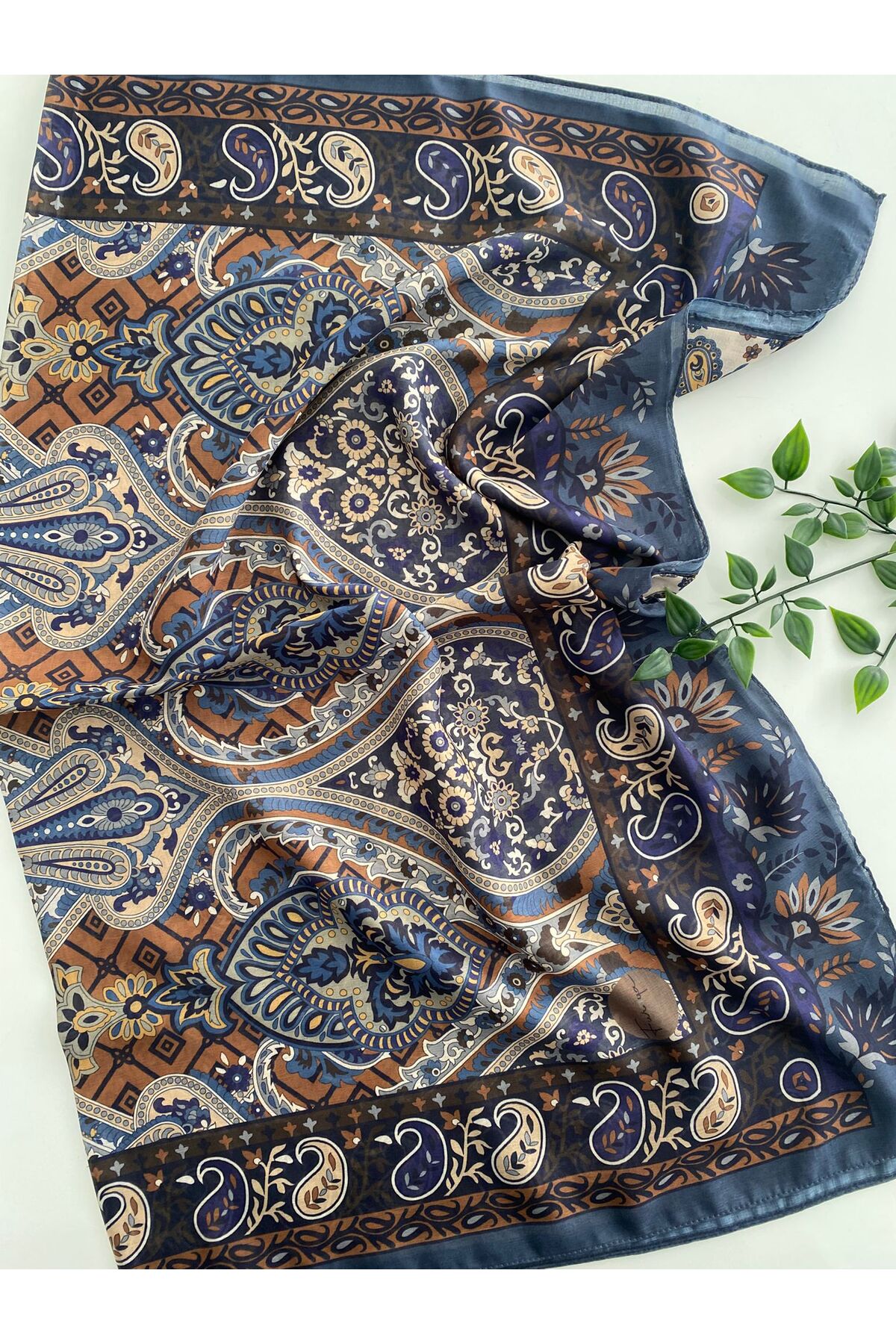 Eflin Desen Pamuk Şal - i̇ndigo