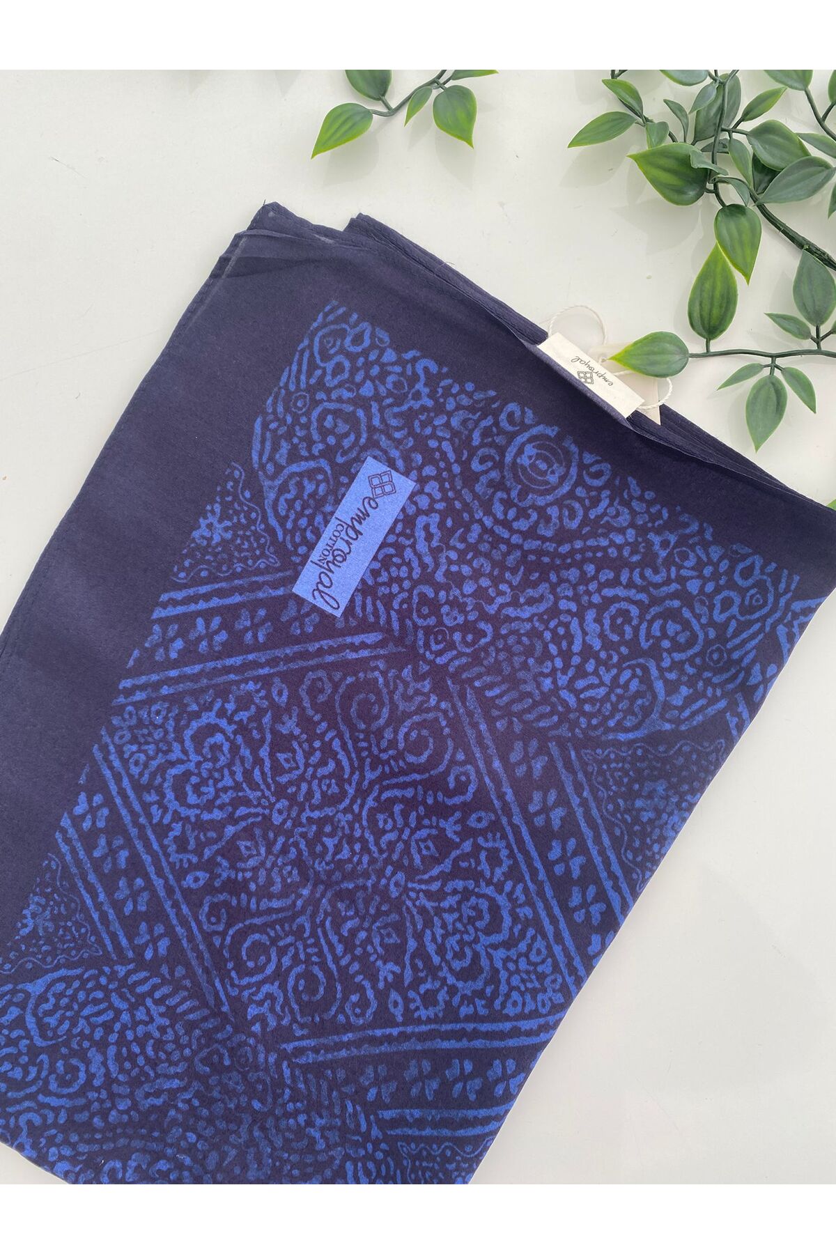 Etik Desen Organik Pamuk Şal - lacivert