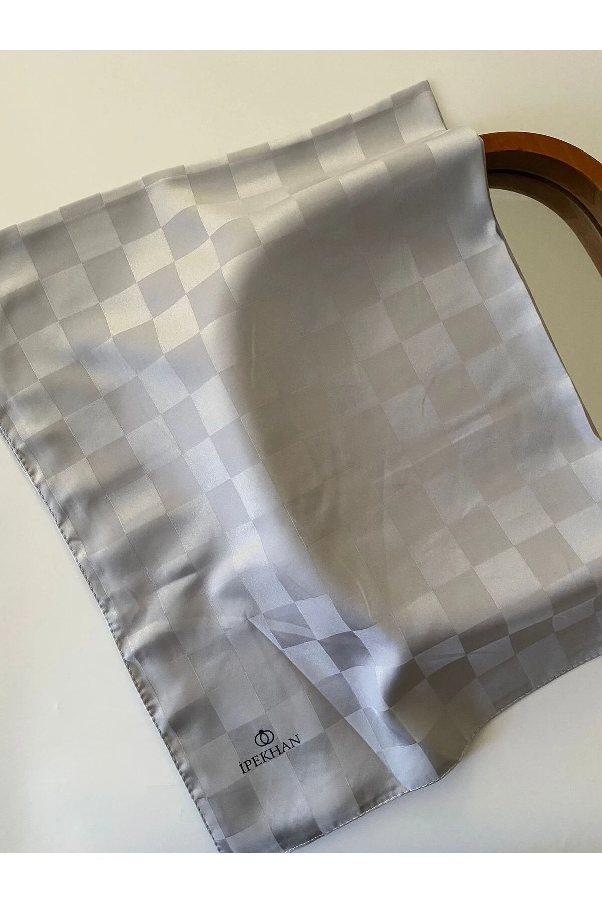 Damalı Desen Jakarlı Şal - gri