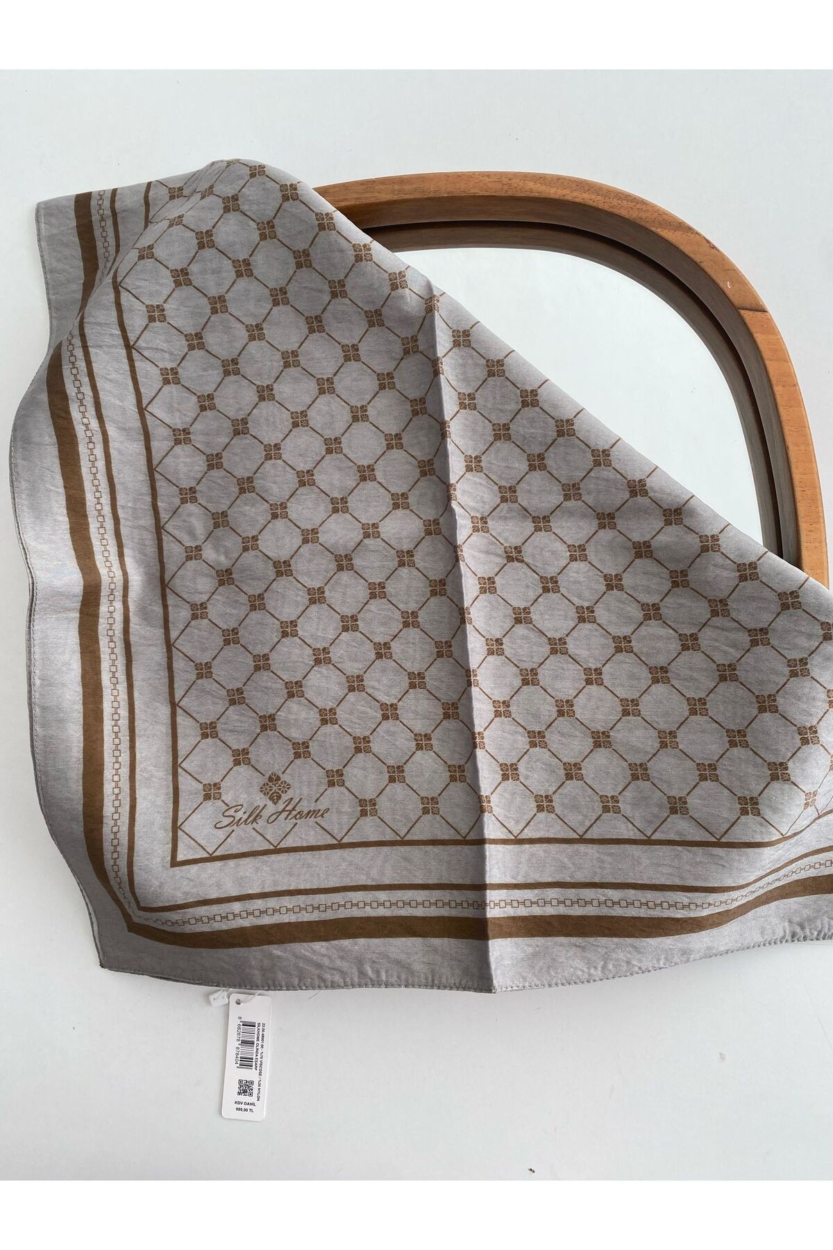 Monogram Desen Olinda Eşarp - koyu taş rengi