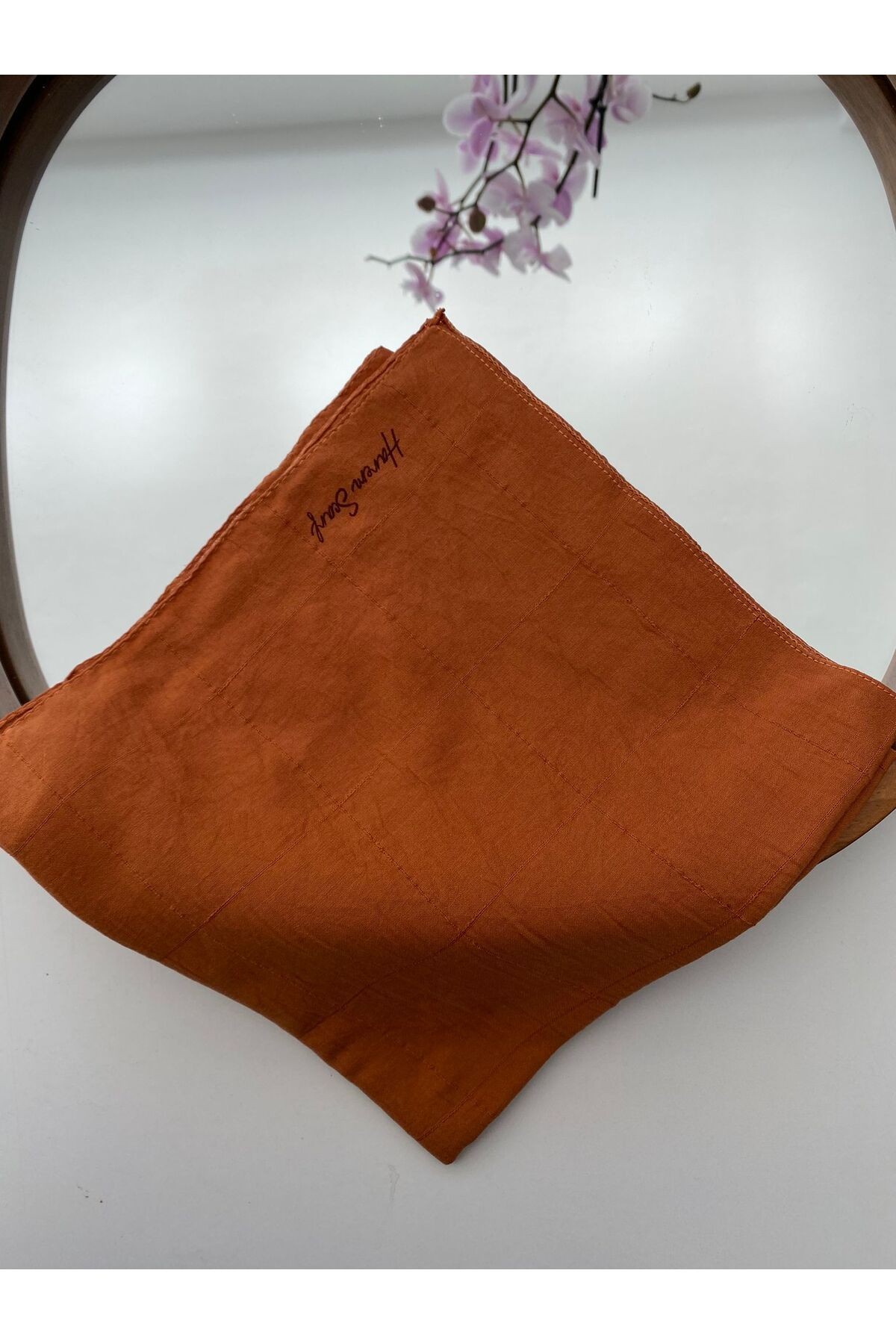 Ekose Soft Pamuk Eşarp - kayısı