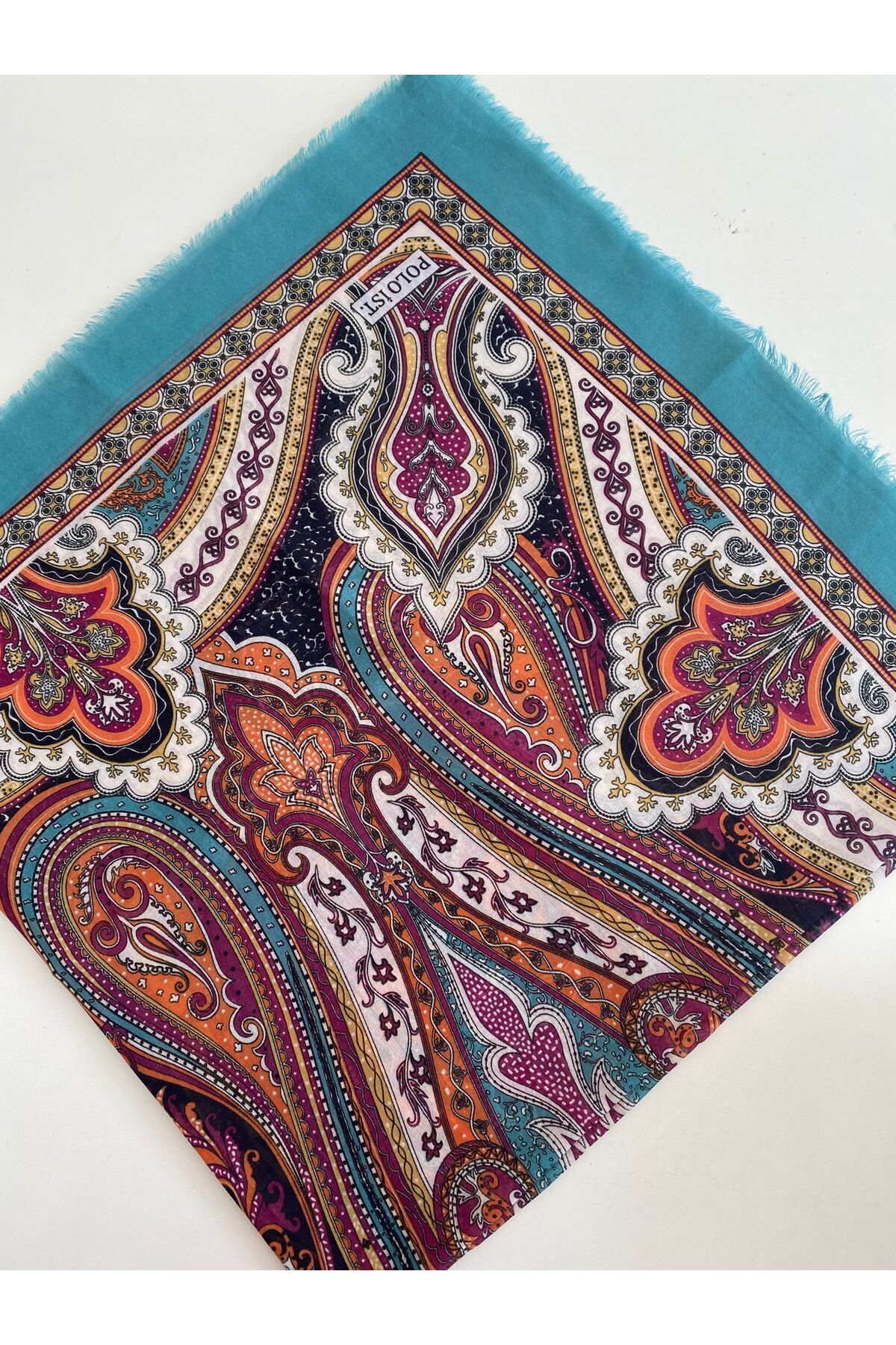 Çekme Sultaniye Desen Tülbent Yazma - turkuaz