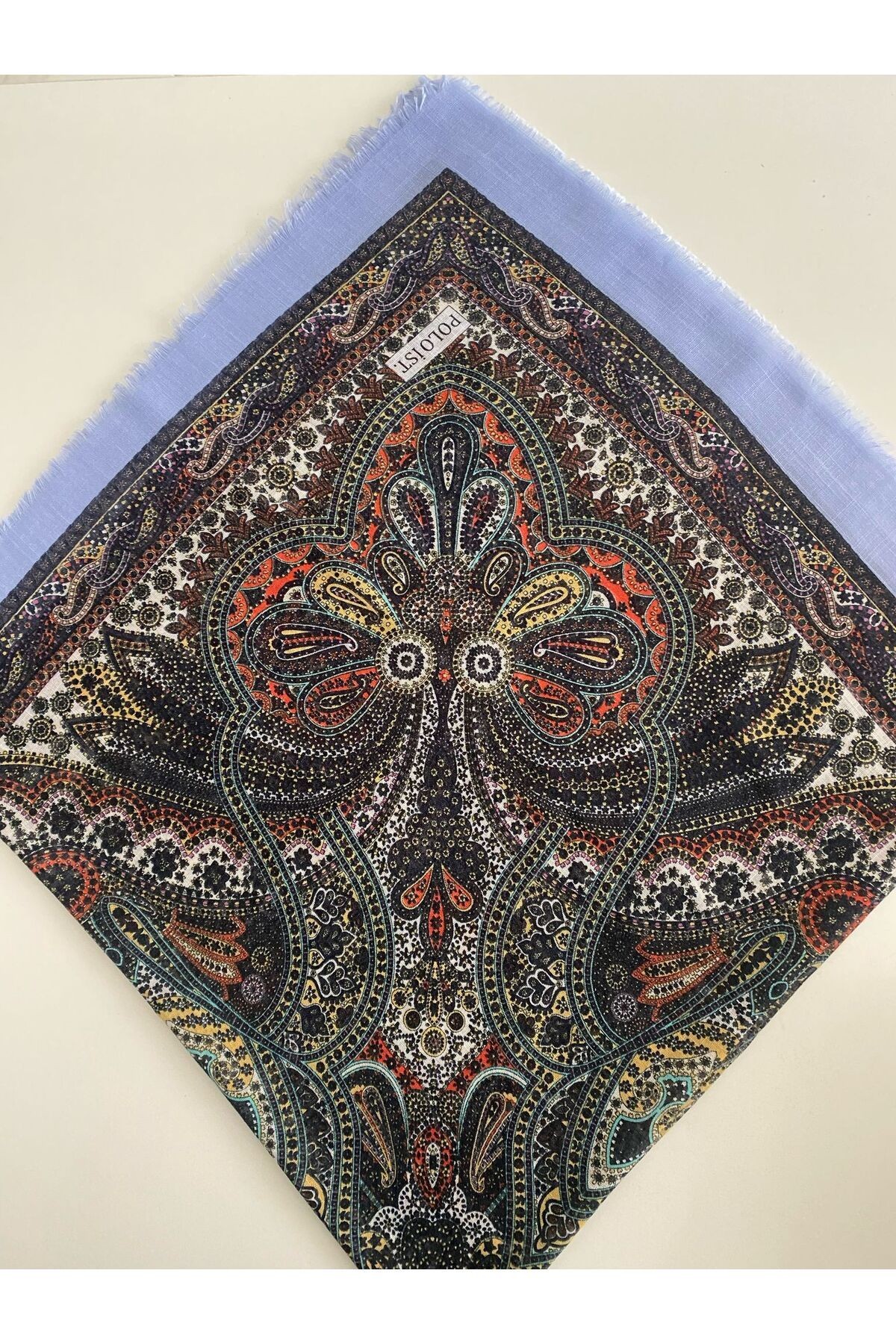 Tılsım Desen Tülbent Yazma - mavi