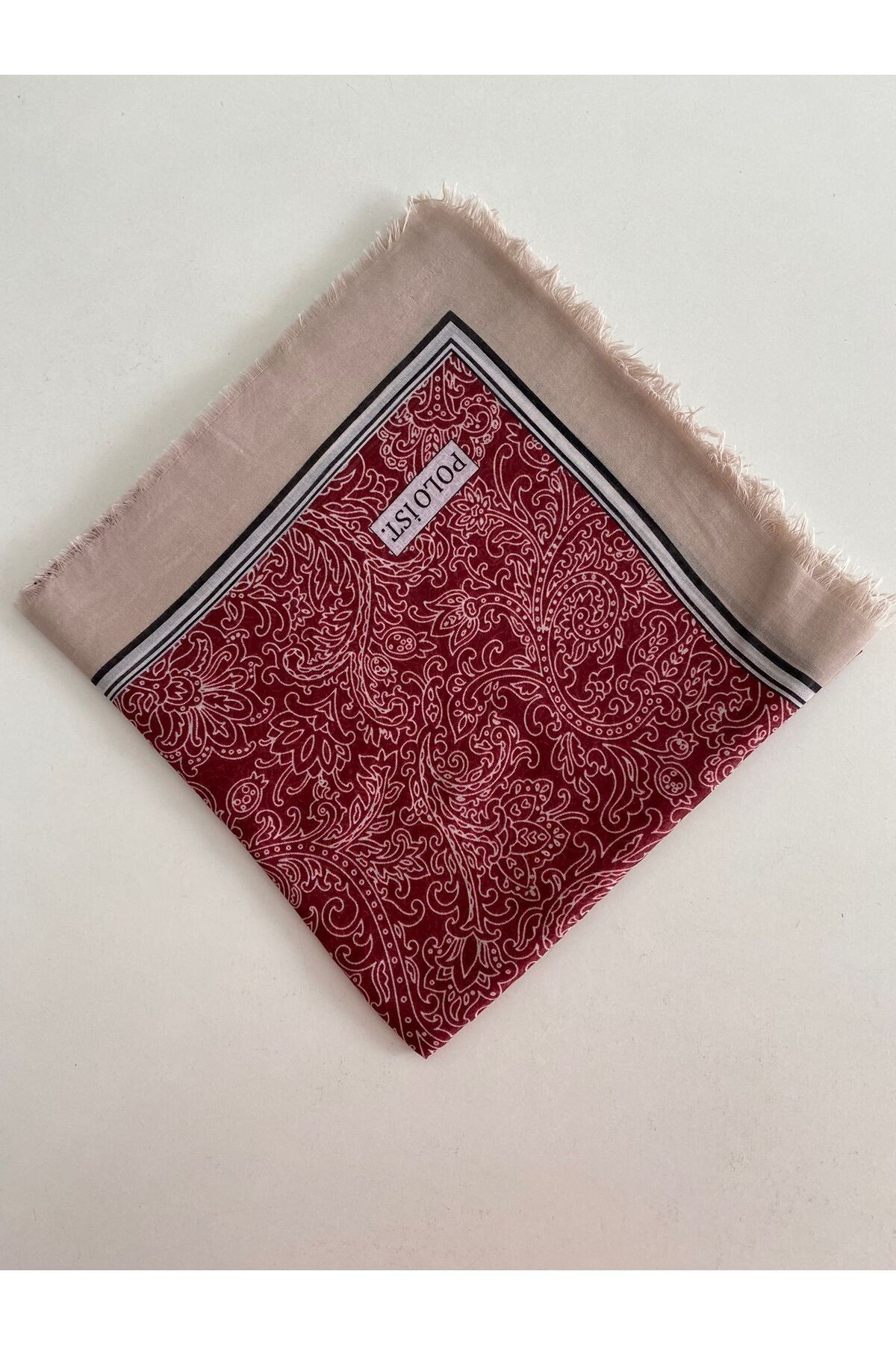 Çekme Söğüt Desen Tülbent Yazma - vişne