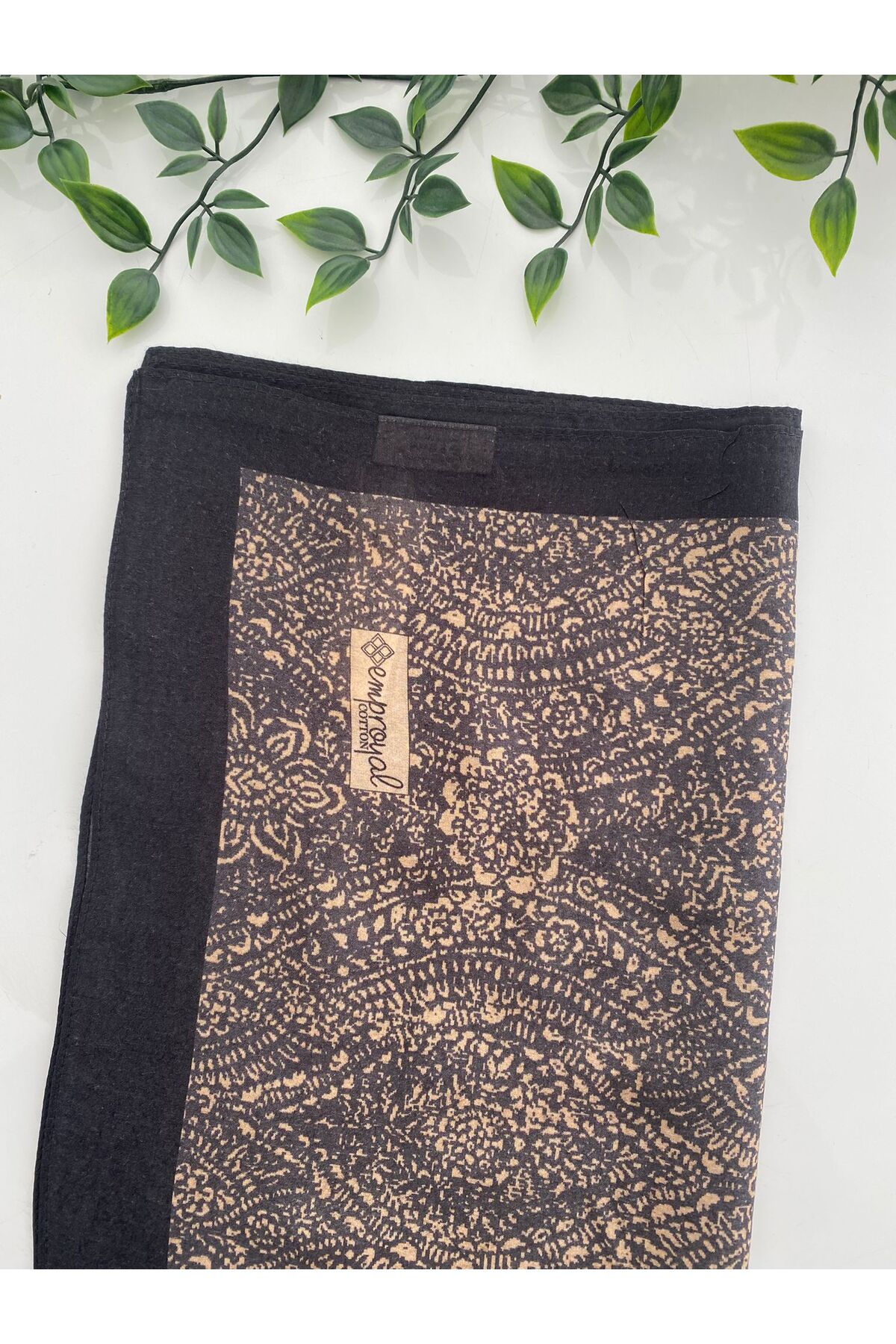 Etik Desen Organik Pamuk Şal - siyah&taş