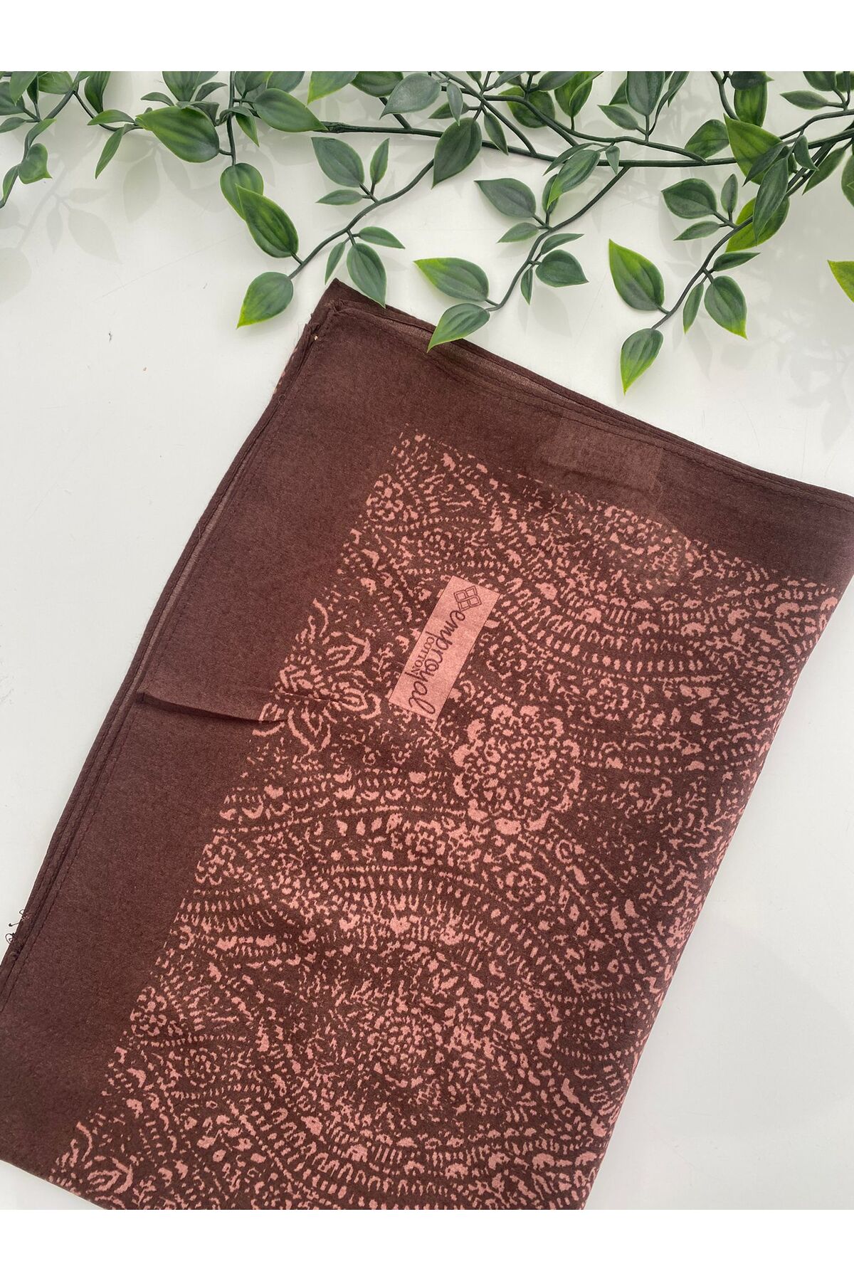 Etik Desen Organik Pamuk Şal - kahve