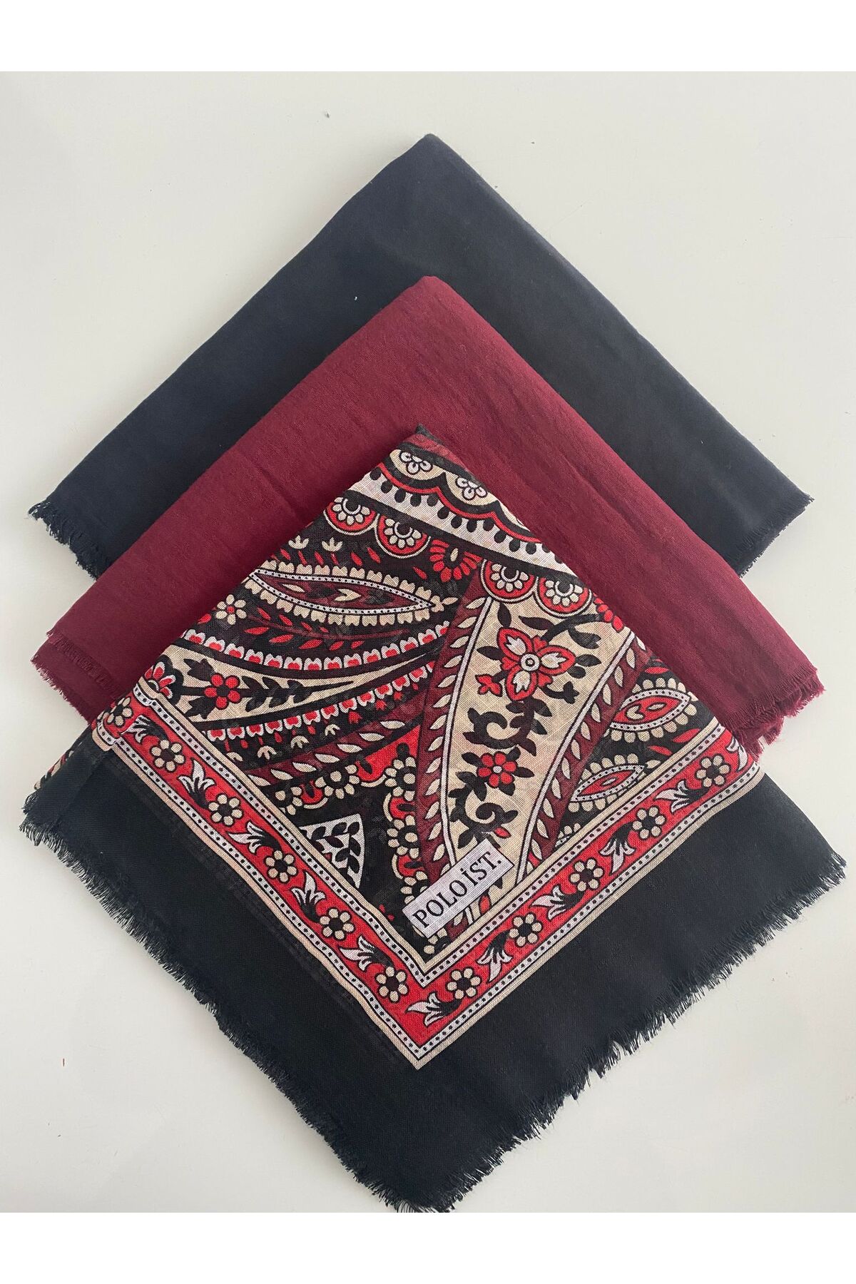 3 Adet Karışık Desenli Tülbent Yazma
