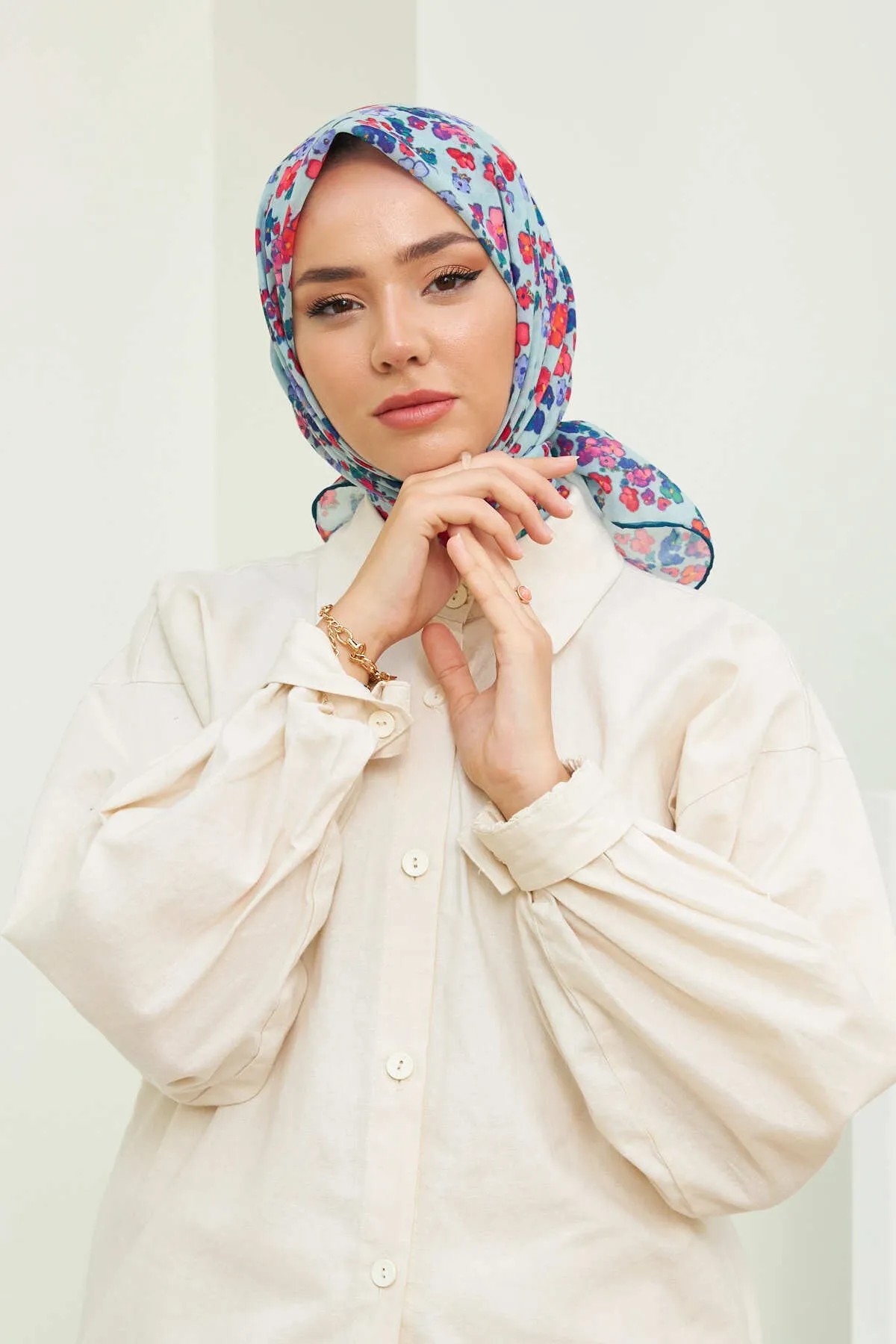 Menekşe Desen Soft Pamuk Eşarp