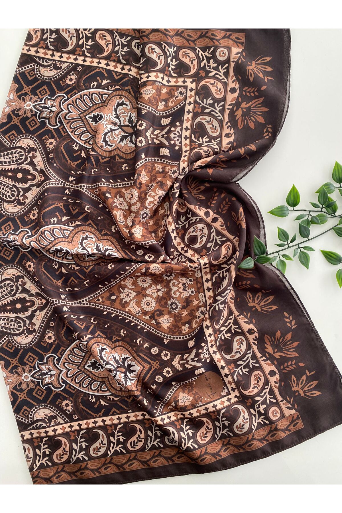 Eflin Desen Pamuk Şal - acı kahve