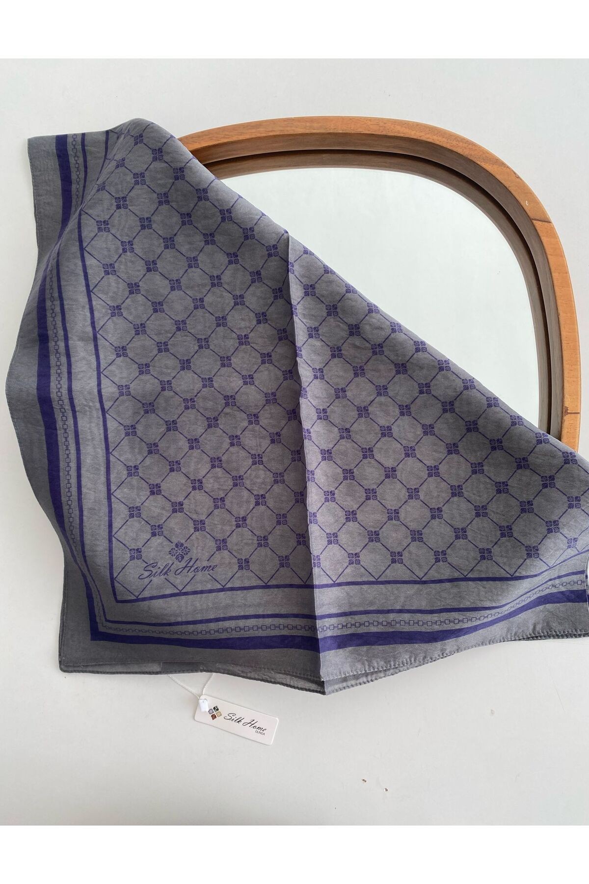 Monogram Desen Olinda Eşarp - gri&mor