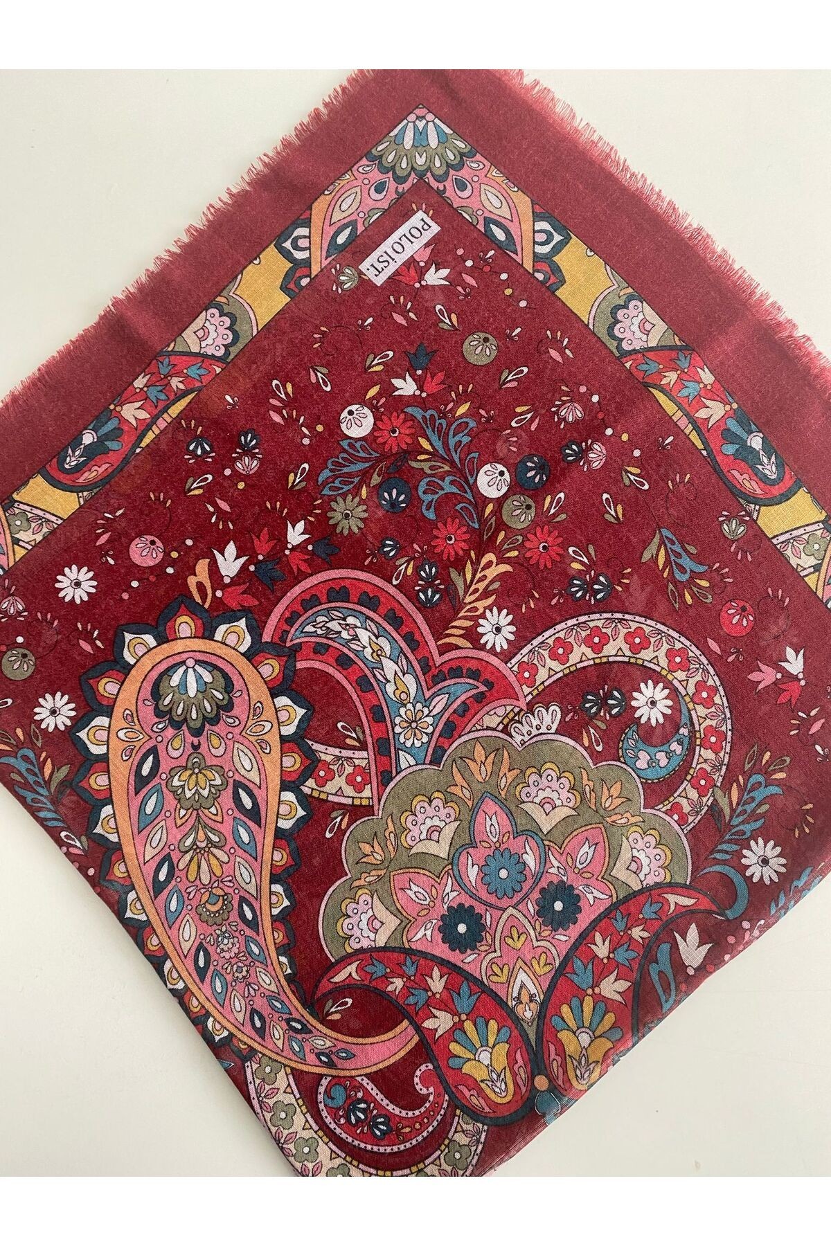 Mandala Desen Tülbent Yazma - bordo