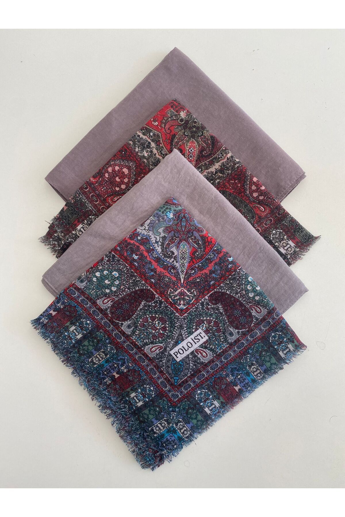 4 Adet Karışık Desenli Tülbent Yazma