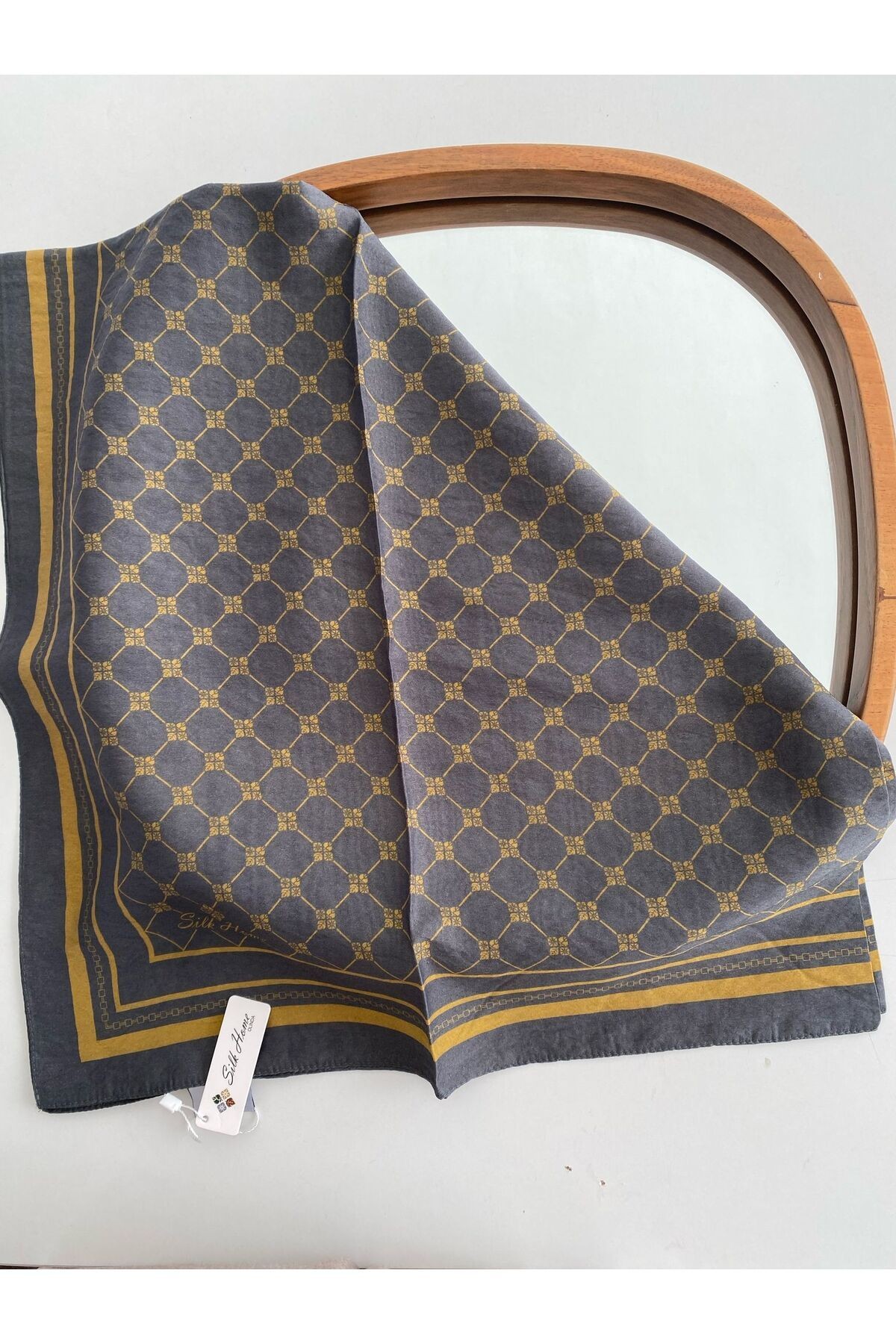 Monogram Desen Olinda Eşarp - gri&hardal