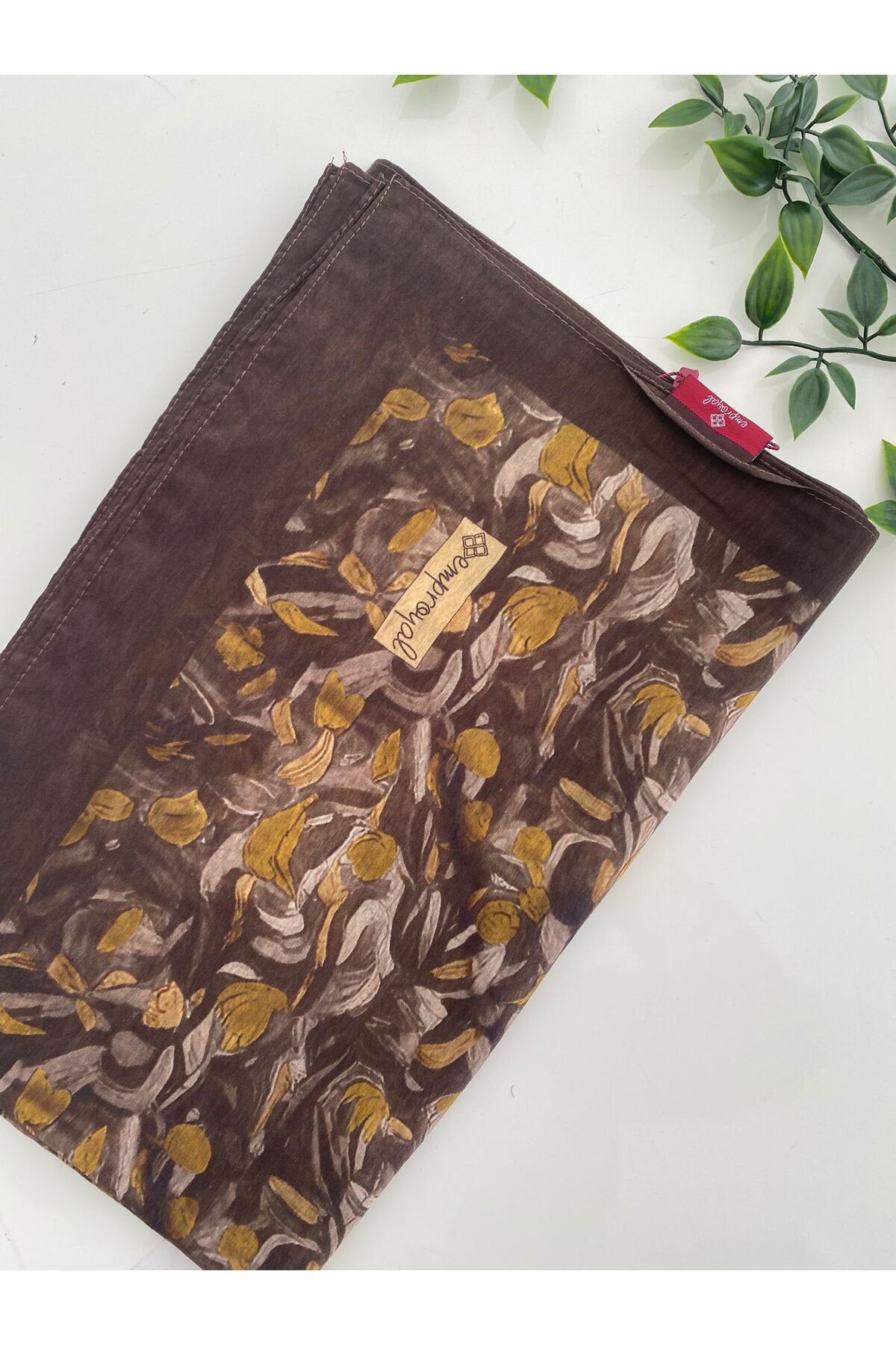 Yel Desen Tenline Şal - çikolata