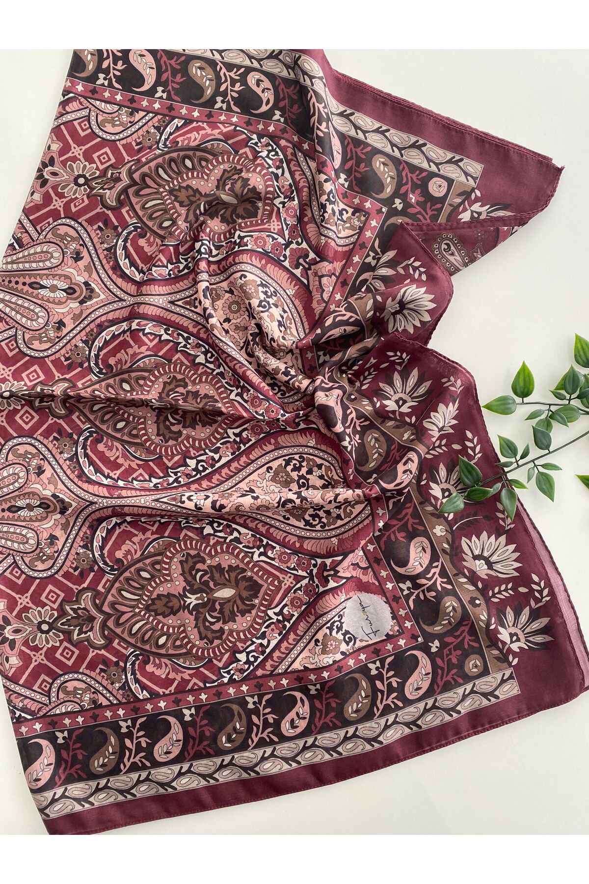 Eflin Desen Pamuk Şal - vişne