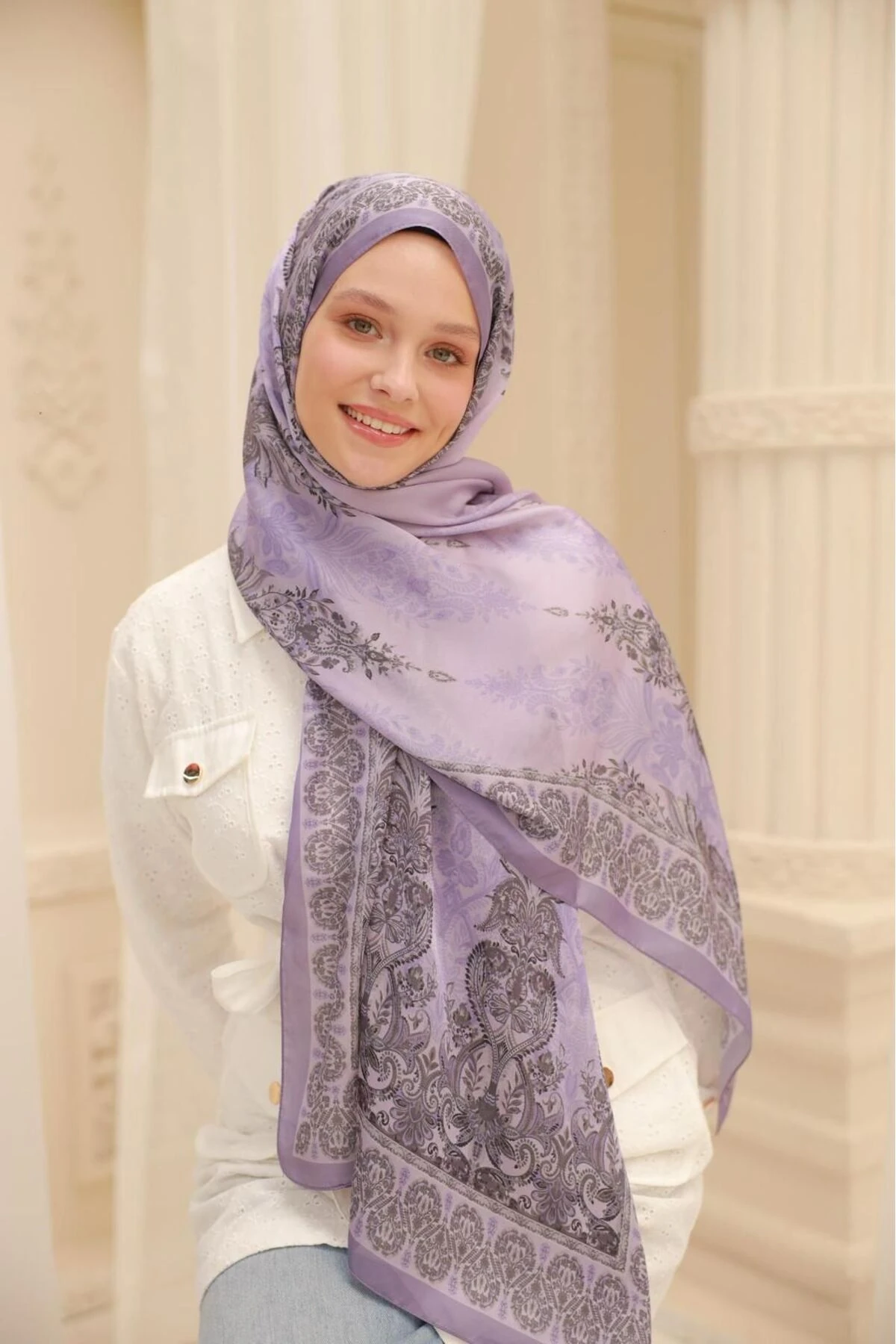 Etnik Desen Velina Şal - lila