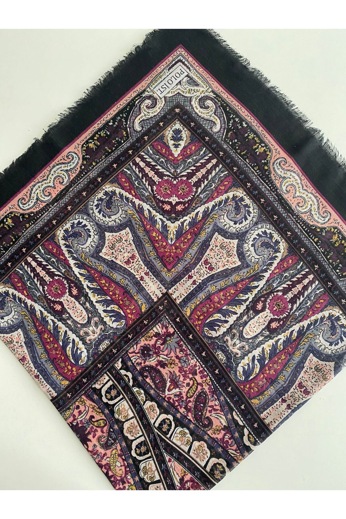 Eser Desen Tülbent Yazma - siyah&pembe