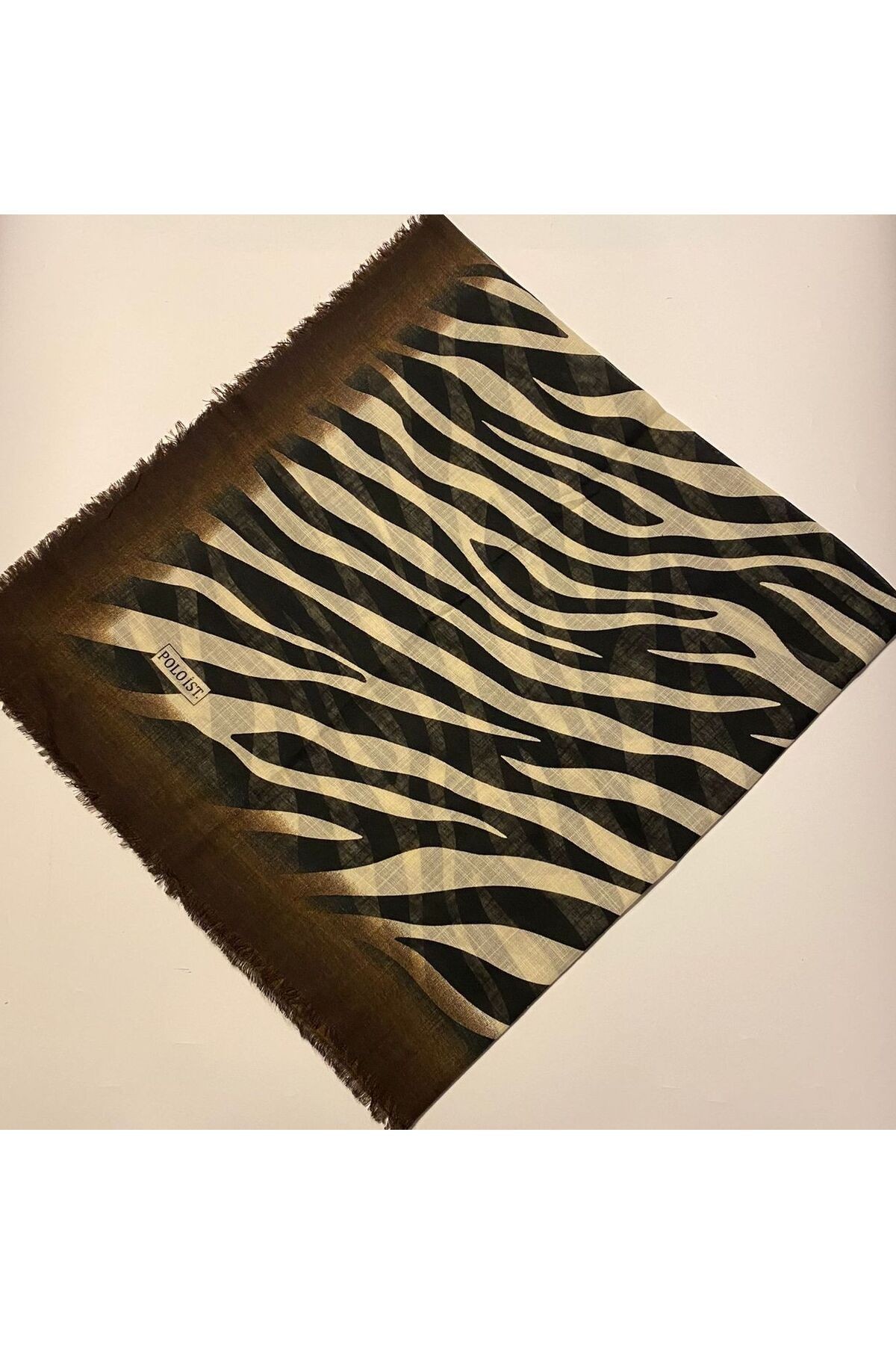 Zebra Desen Tülbent Yazma - acı kahve