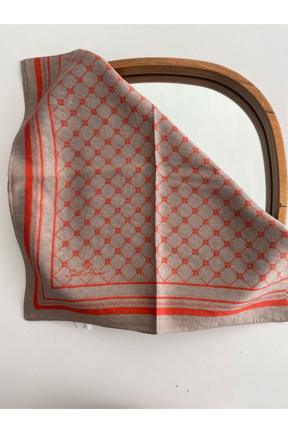 Monogram Desen Olinda Eşarp - turuncu&vizon