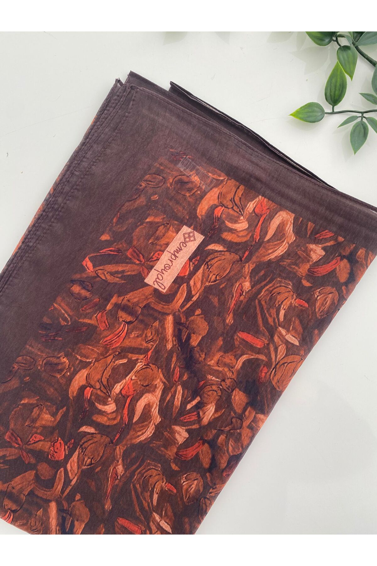 Yel Desen Tenline Şal - kızıl kahve